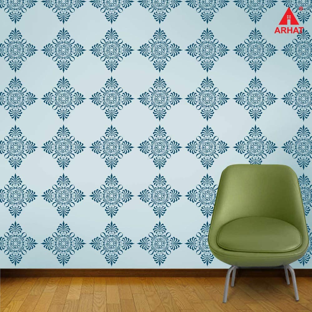 Arhat Stencils Glossy PVC ASR-E148 Beautiful Floral Wall Décor motiff Stencils (Size:- 12" W X12 L_INCHES_ A Set of 2PCS
