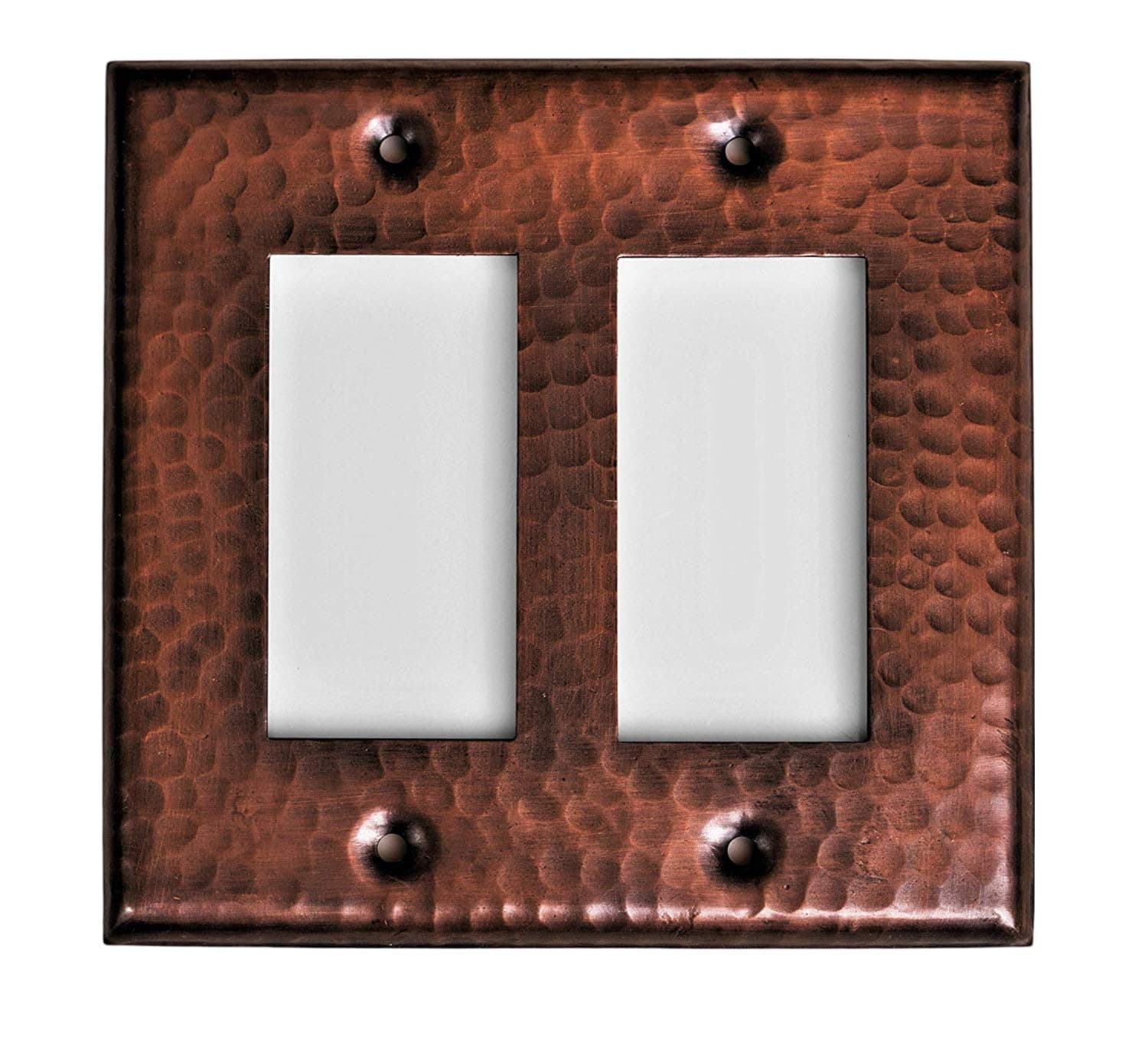 Monarch Abode 17014 Hand Hammered Decorative Wall Switch Plate Outlet Cover, Pure Copper, 2 Gang