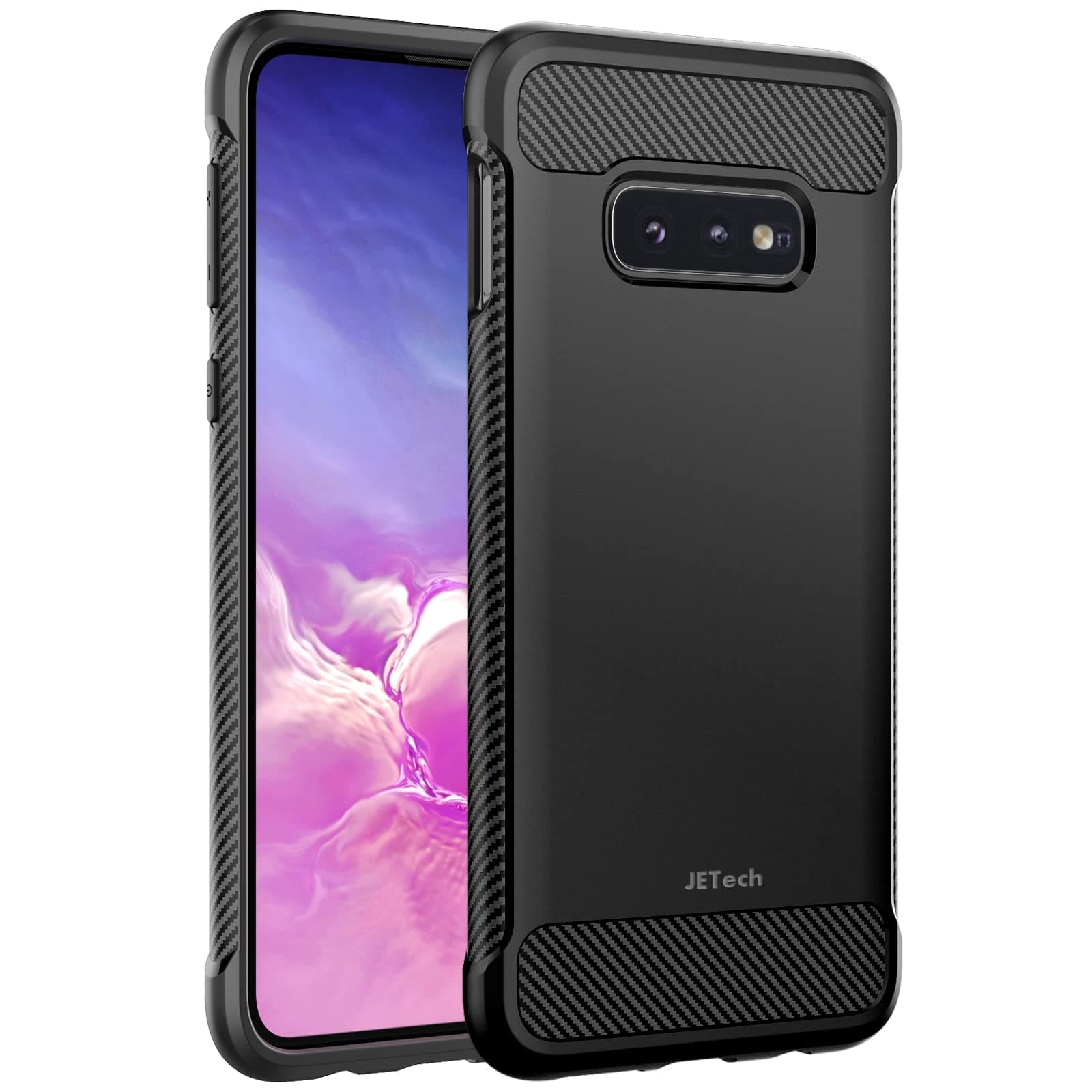 Slim Fit Case for Samsung Galaxy S10e, Thin Phone Cover with Shock-Absorption and Carbon Fiber Design (Black)