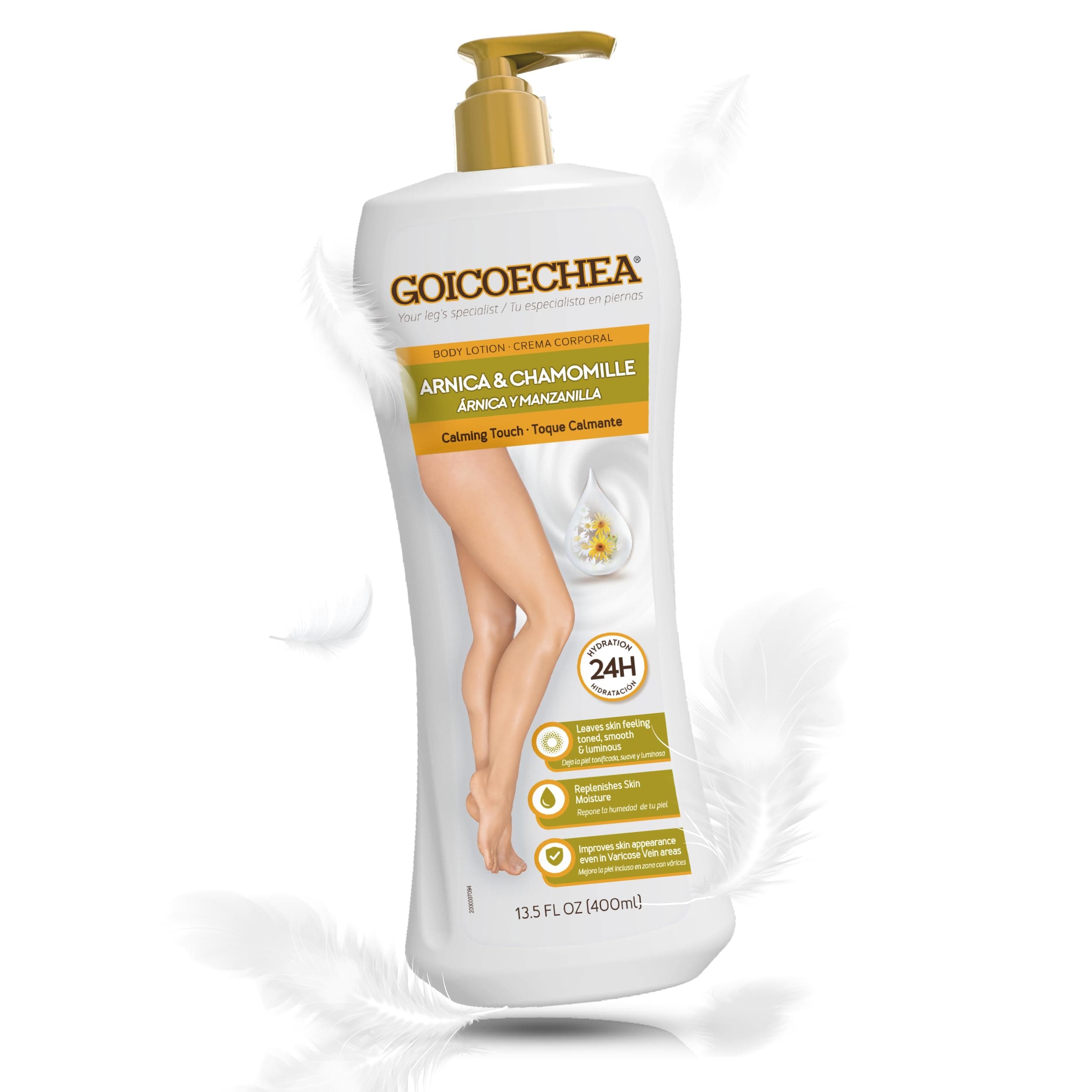 Goicoechea Calming Touch Body Lotion, Moisturizing Skin Care with Arnica & Chamomile, Improves Appearance of Varicose Veins & Blemishes, Smooths & Tones, 13.5 oz