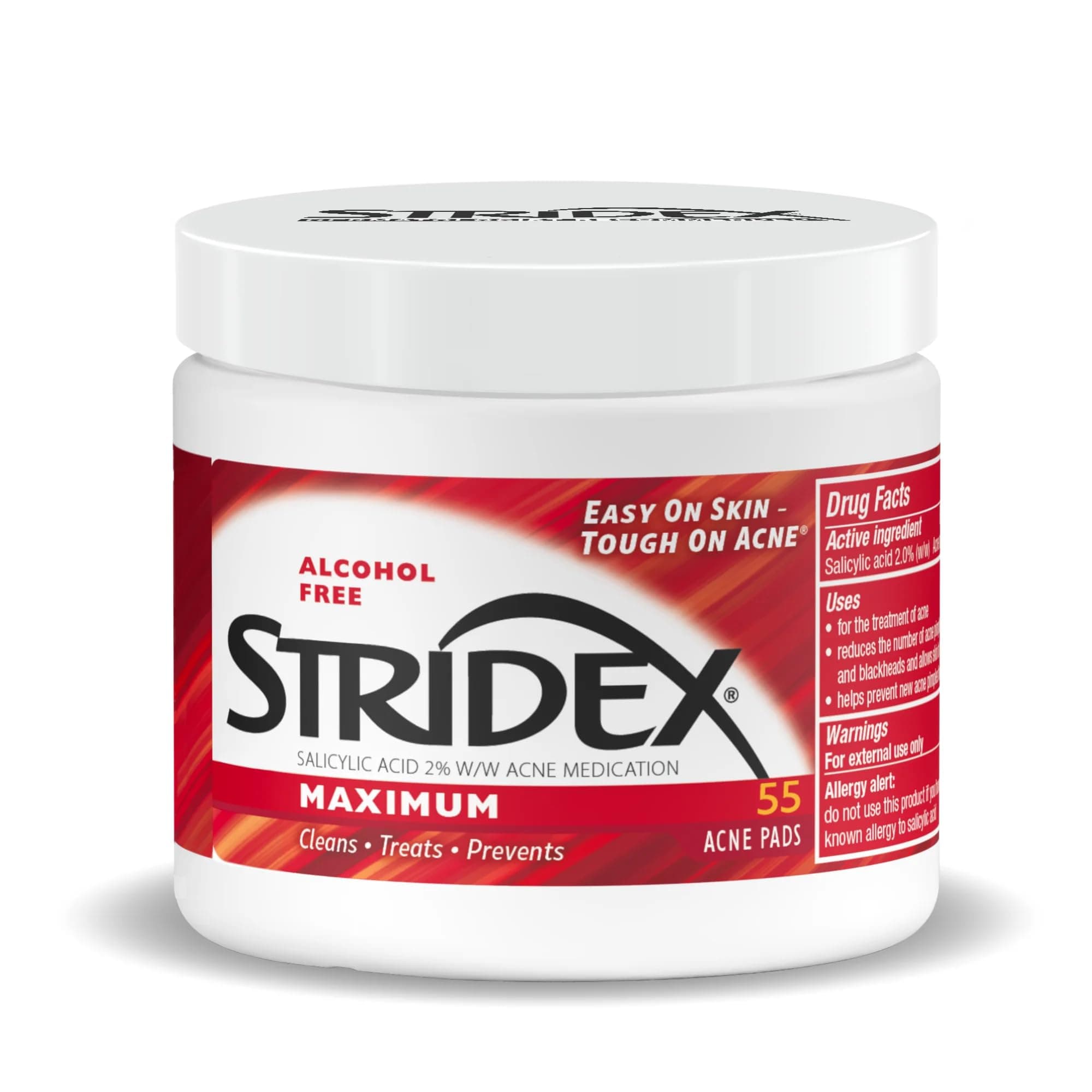 Stridex Strength Medicated Pads, Maximum, 55 Count