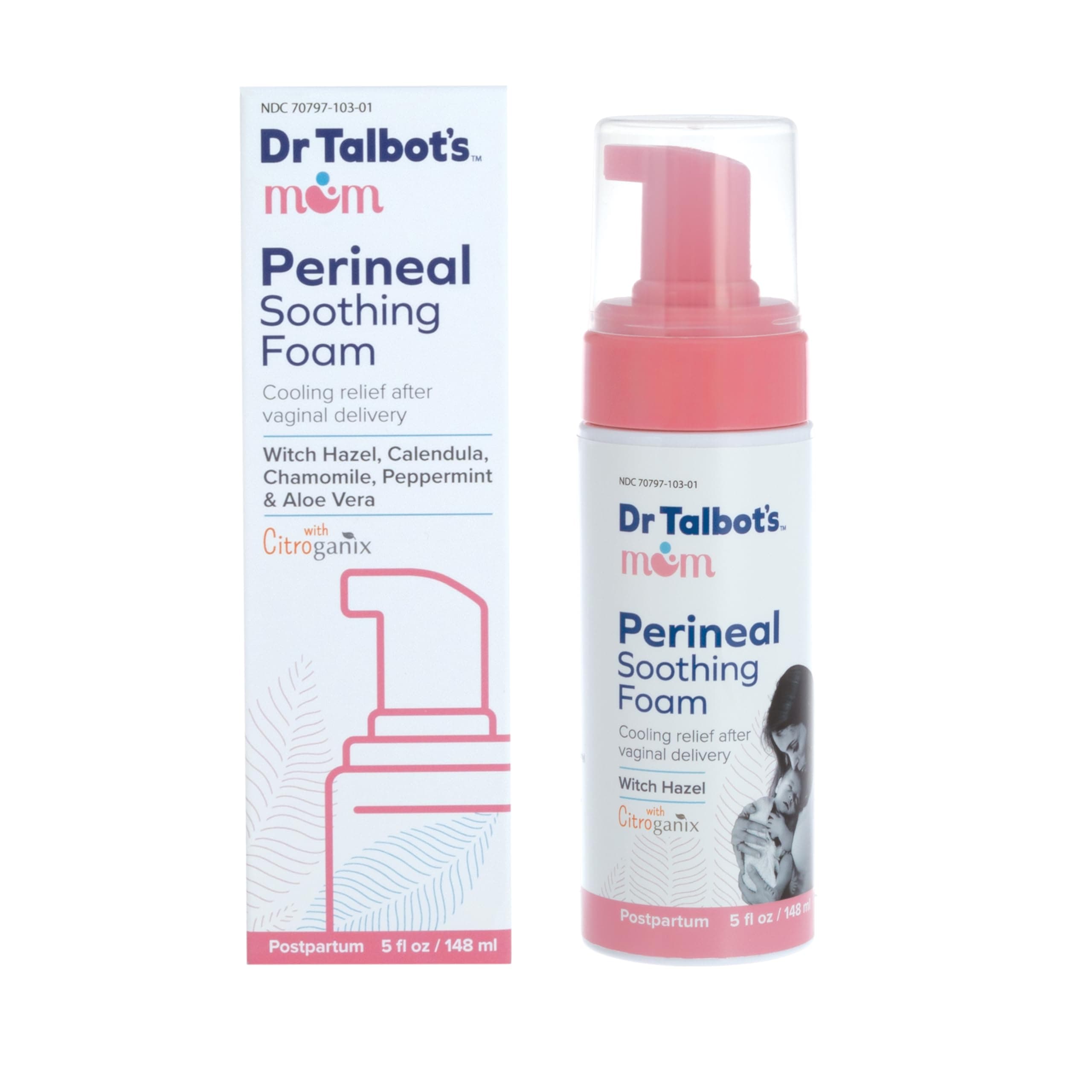 Mom Perineal Soothing Foam - Cooling Postpartum Relief with Witch Hazel and Citroganix - Postpartum Essentials - 5 fl oz