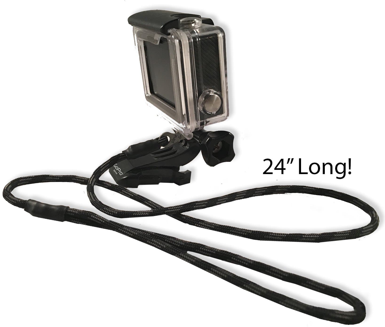 SlinkLink Magnum Extra Long 24" Safety Tether for GoPro Cameras, Designed for All GoPro Cameras! The Original GoPro Leash Designed to Tighten Between Your GoPro Thumb Screw and Camera Mount!