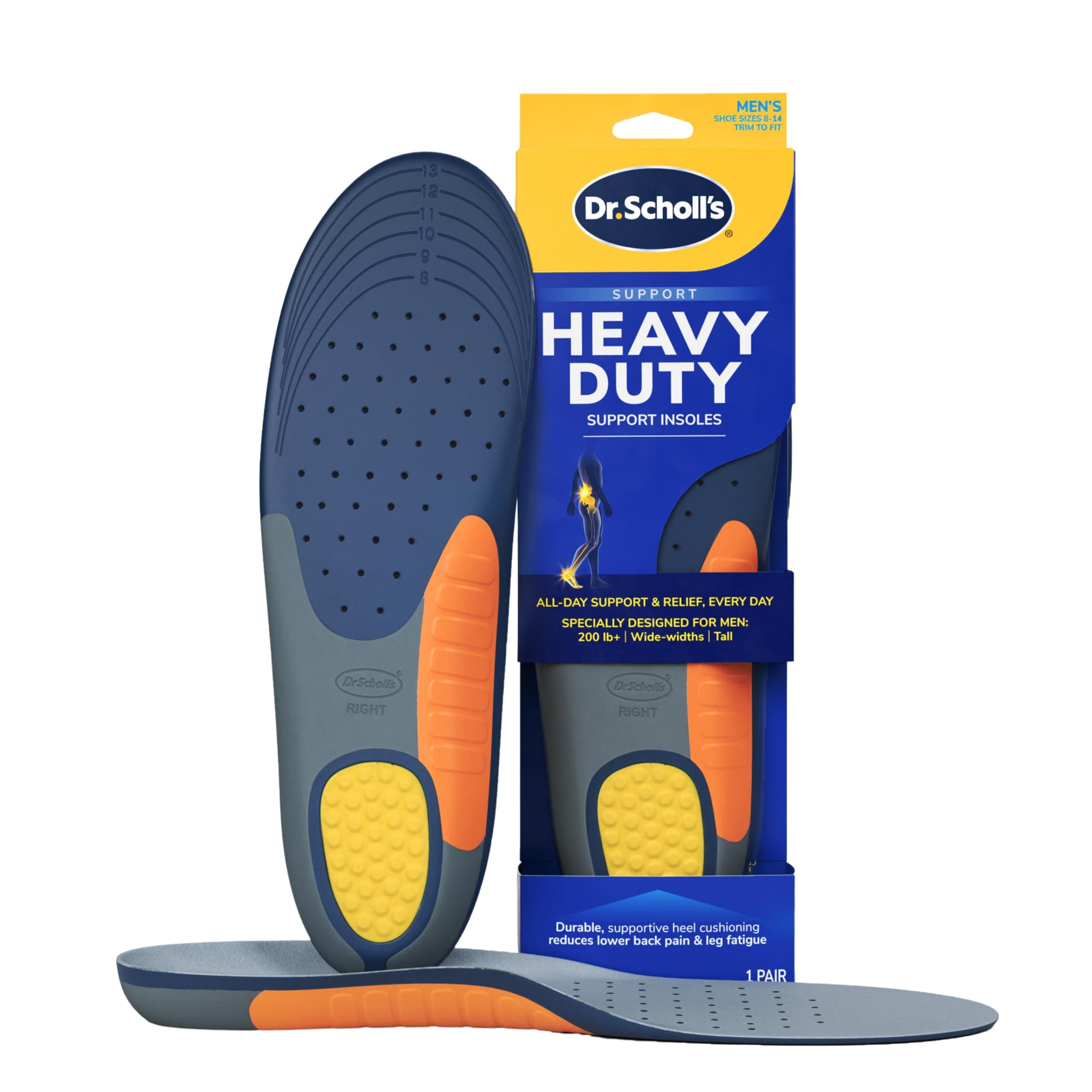 Dr. Scholl's Pain Relief Orthotics for Heavy Duty Support for Men,Pack of 1 Pair, Size 8-14