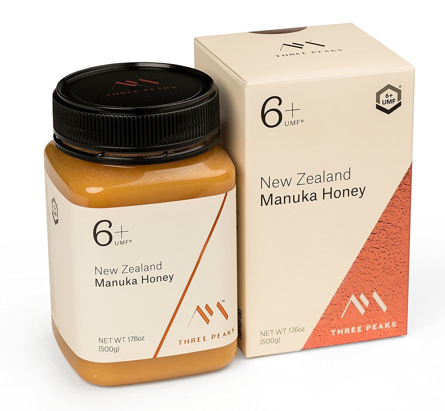 Three Peaks Manuka Honey New Zealand - Certified UMF 6+ - 17.6 oz (500gm) - 100% Natural honey, Raw honey - Ultra Premium, Healing Manuka honey