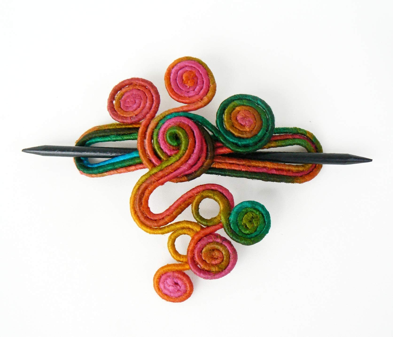 Hair slide barrette Shawl pin brooch Whimsical Wire fascinator Rainbow Hair styling