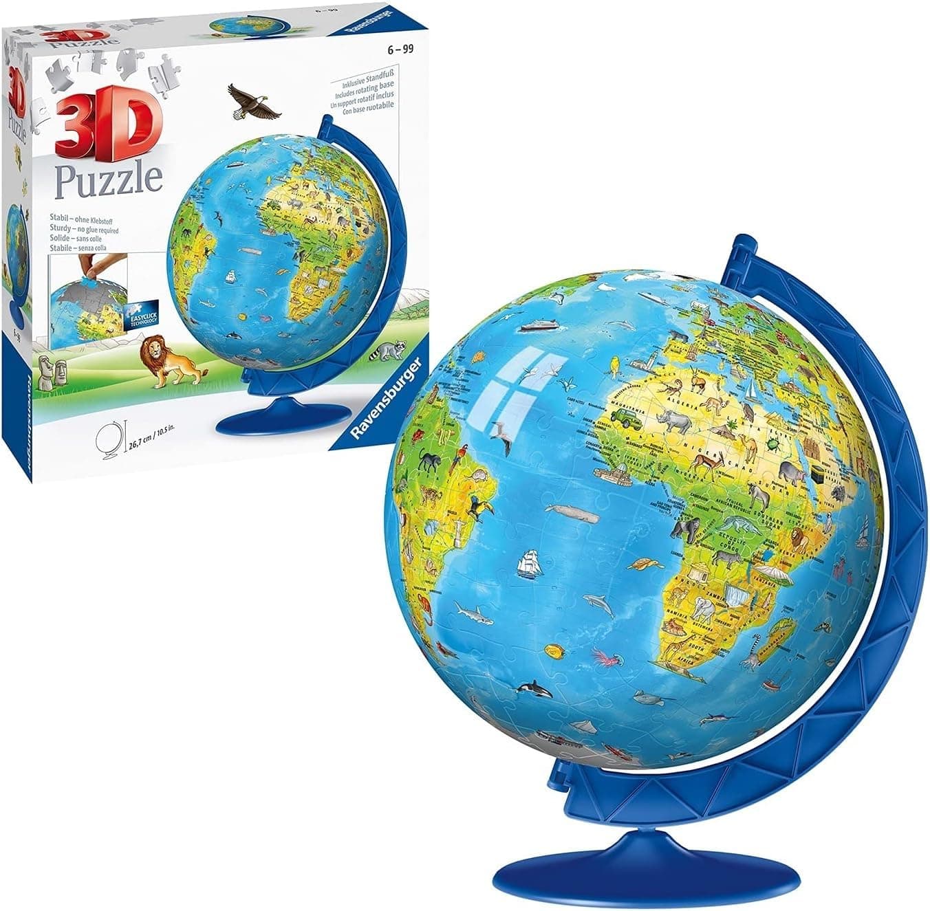Ravensburger Children'S World Globe 180 Piece 3D Jigsaw Puzzle For Kids And Adults - Easy Click Technology Means Pieces Fit Together Perfectly