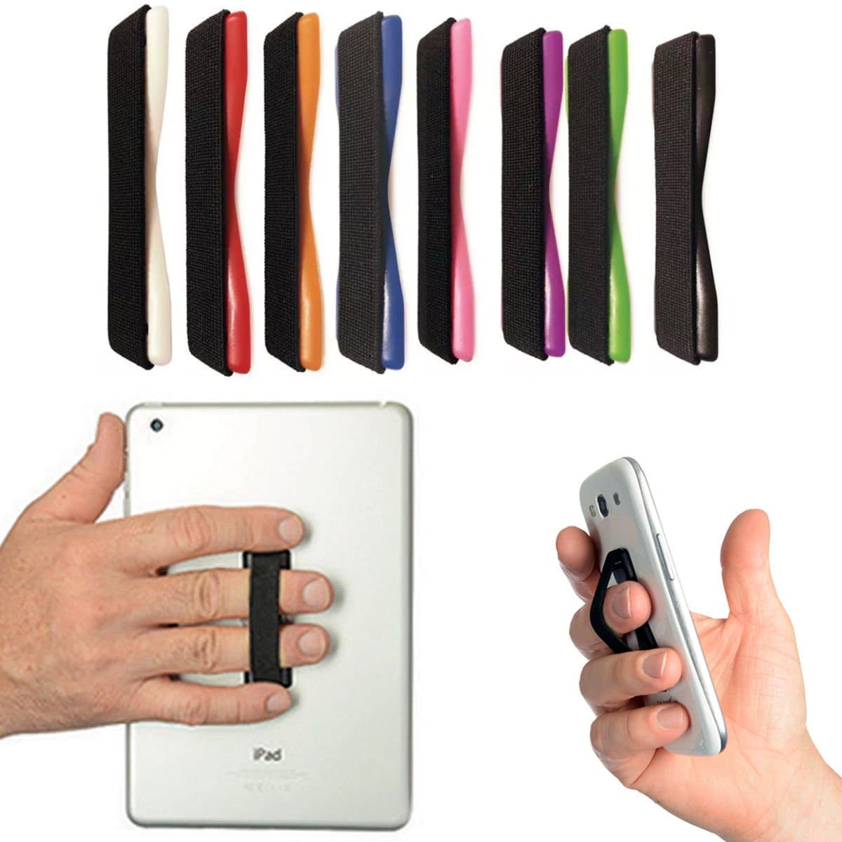 Finger Grip Elastic Selfie Strap Phone Holder Mount For Smartphone iPhone 5 6 S6 (White)