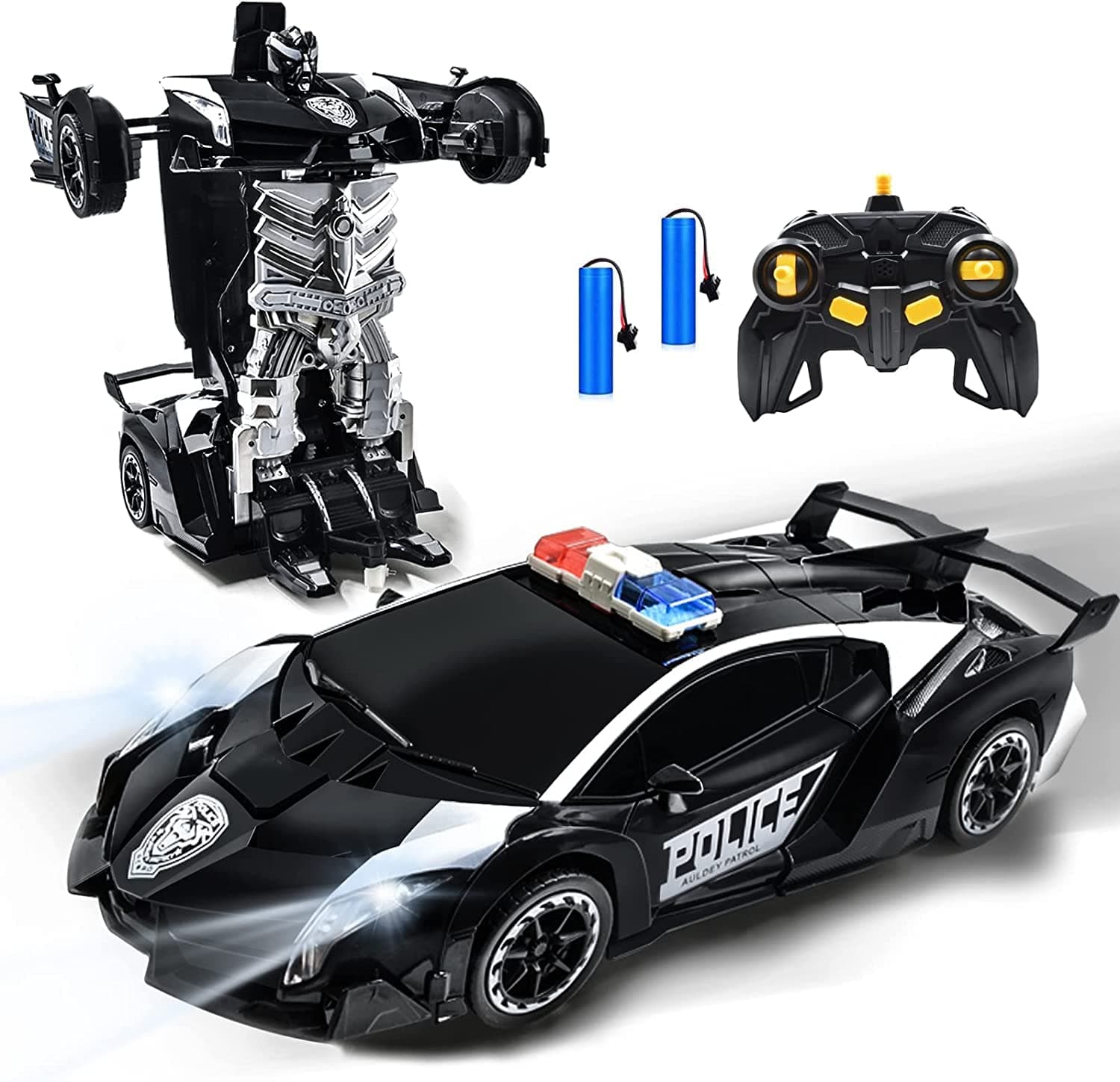 Transform Toys, Remote Control Car, RC Police Cars Toy Transforming Robot Remote Cars for Kids ages 4-8, Deformation Car Toys Remote Control Car for Toddlers 1-3 Birthday Gifts for Boys Nephew (1：14)