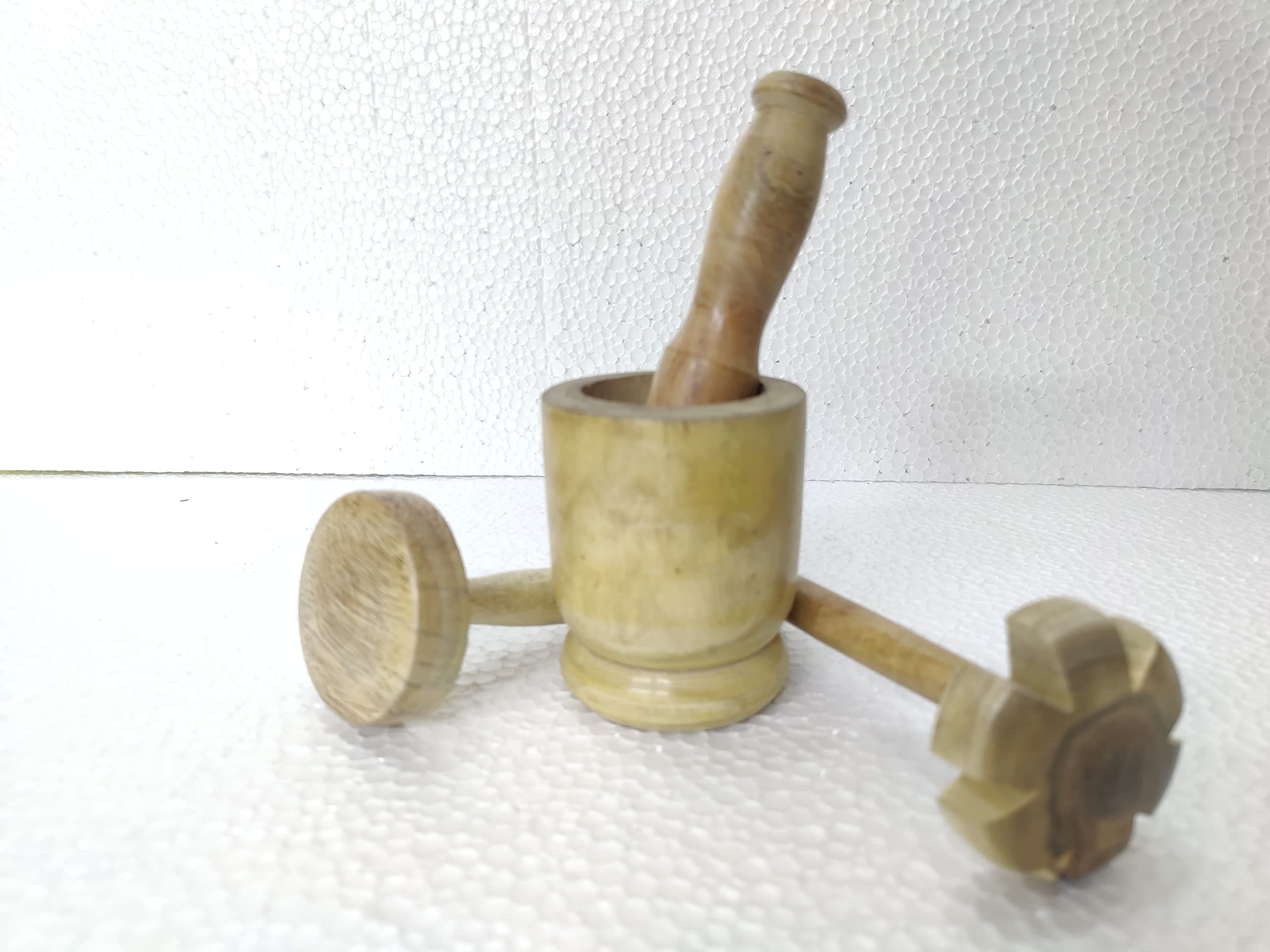 Nirmal Export Wooden Parath Sek, Rai and okhli for Kitchen Accessories Serving Tools