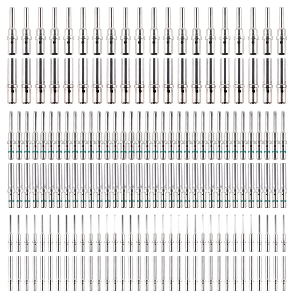 ST6289 Deutsch Solid Pin, Deutsch Connector Pins, Closed Barrel Contacts Kit Size 12 16 20 Male Pins and Female Sockets Support Wire Guage 22-12AWG for DTP, DT, DTM Series Connectors