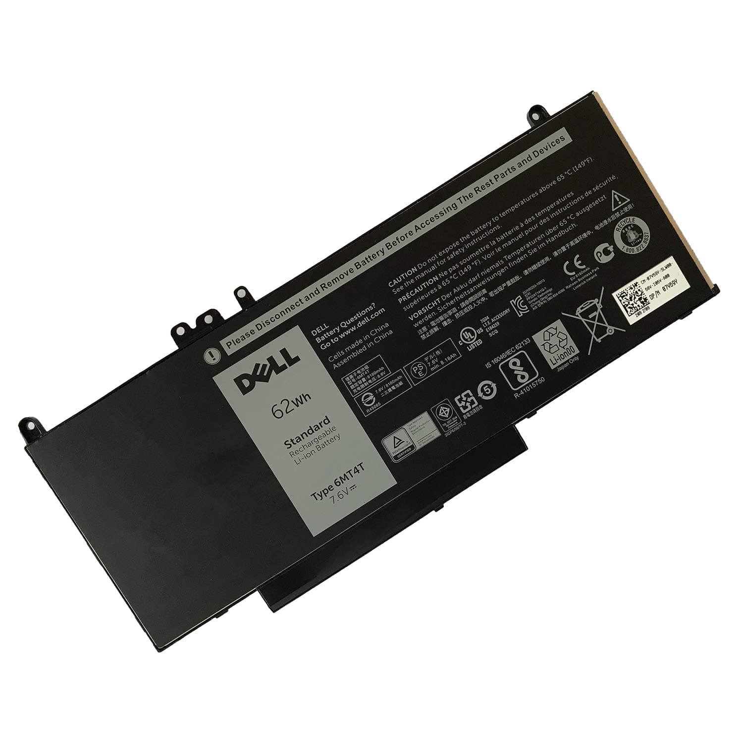 DELL 6MT4T 7.6V 62Wh 4-Cell Standard Rechargeable Extended Life Original Battery for DELL Latitude E5270,E5470,E5570,Precision 3510 Series Laptop,Alternant Part Number:NGGX5,6MT4T,WJ5R2