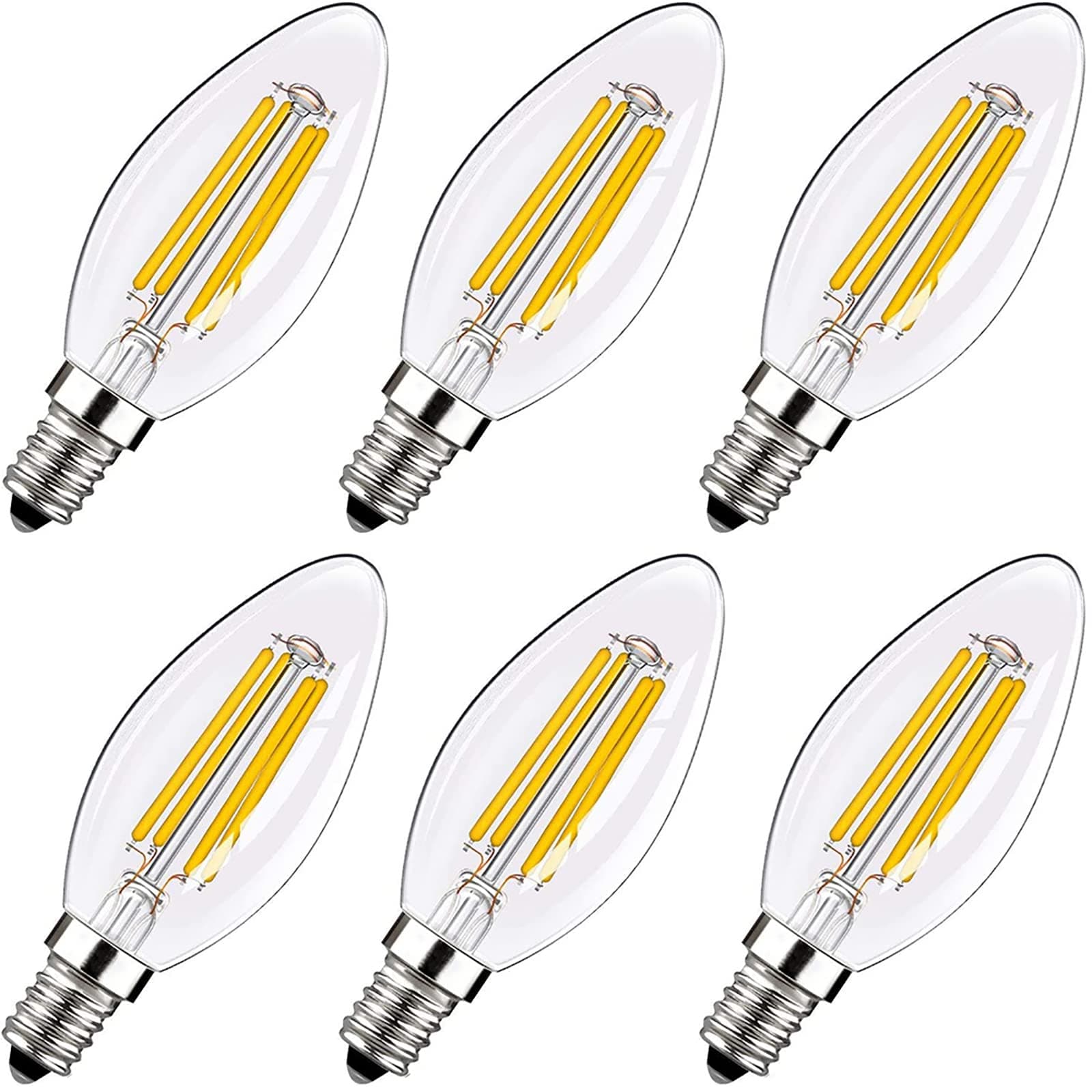 Posan LED Light Bulb, E12 Dimmable Screw Light Bulb, 220V 40W Incandescent Equivalent 4W 2700K Warm White, C35 SES LED Bulbs, 6 Pack [Energy Class A+]