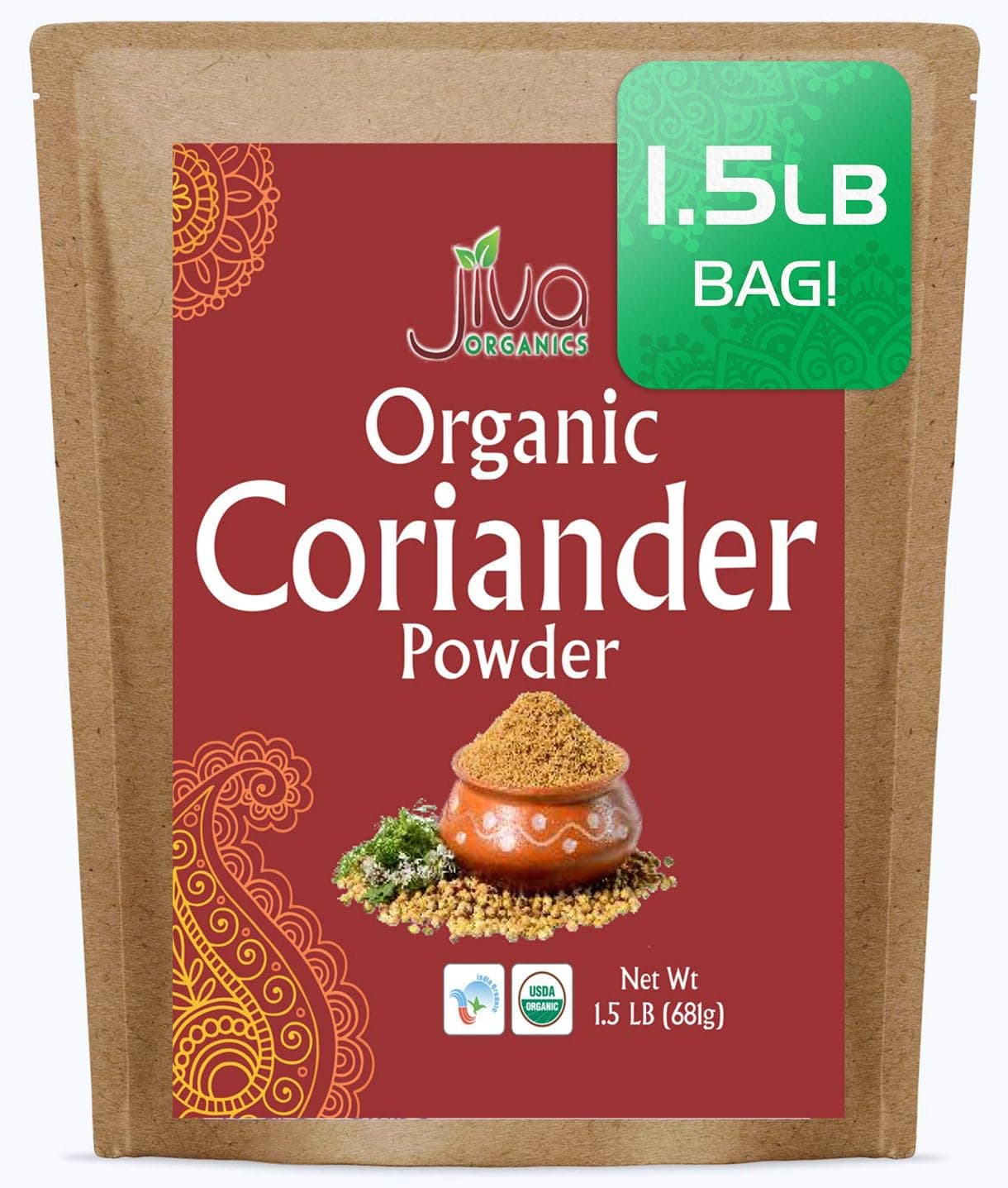 Organic Ground Coriander Powder 1.5 LB Bulk Bag - Non-GMO, Pure - Dhania, Coriander Seeds Ground