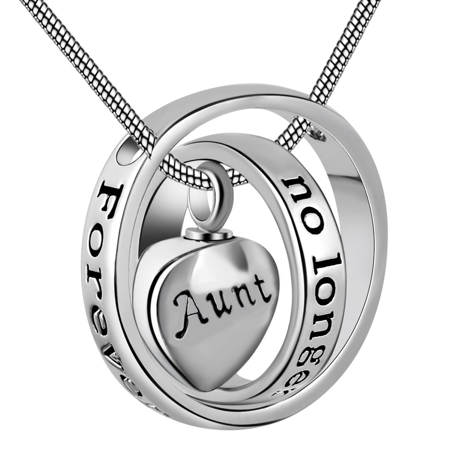 Womens&Mens No Longer by My Side,Forever in My Heart Carved Locket Cremation Urn Necklace for mom & dad
