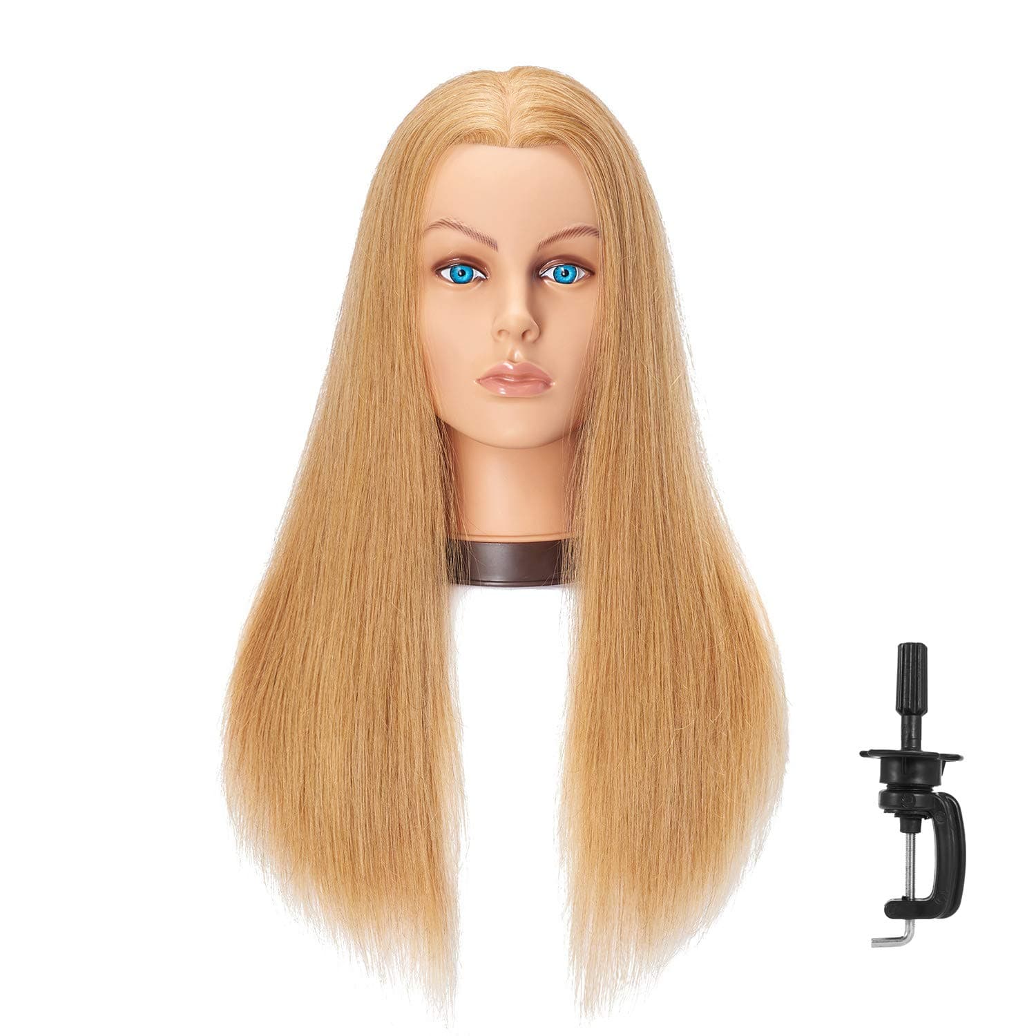 24-26'' Mannequin Head With Human Hair Styling Training Head Dolls for Cosmetology Manikin Maniquins Practice Head with Stand