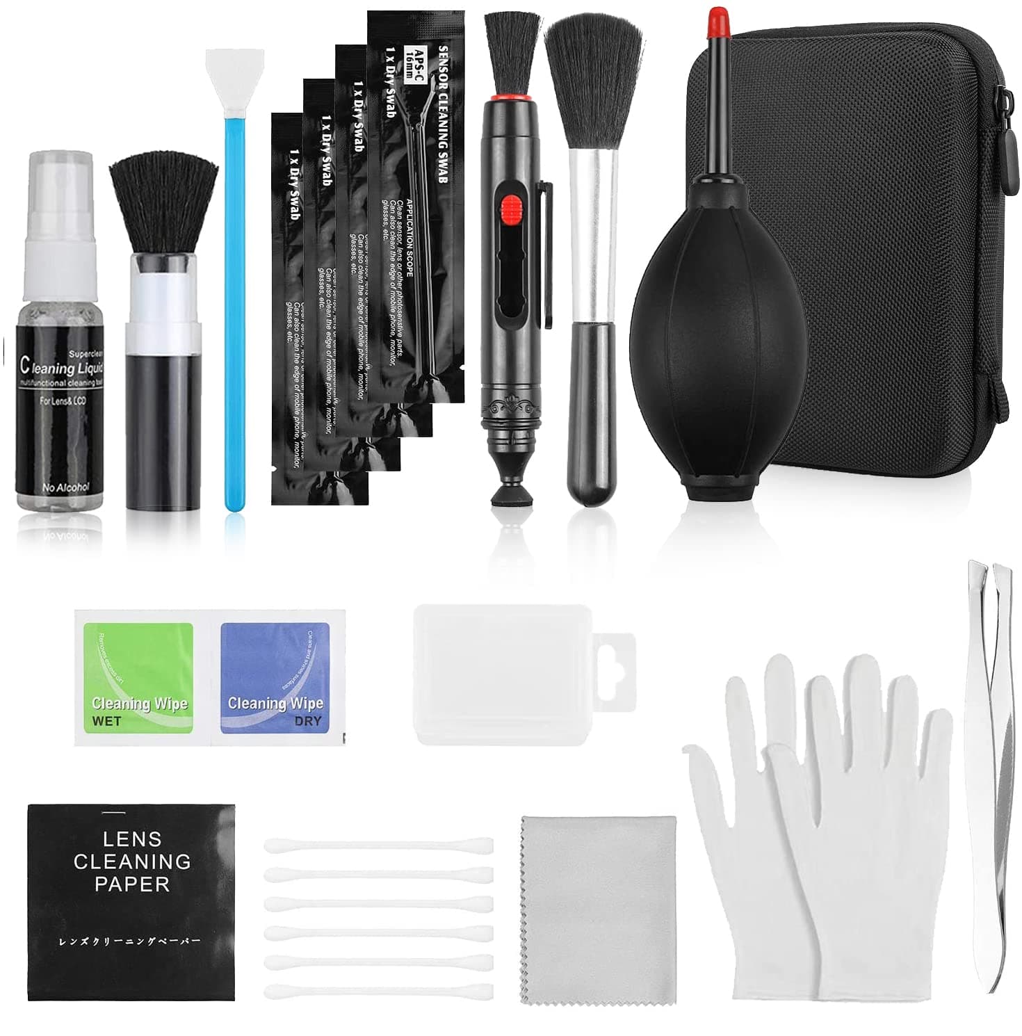 Zacro KooKen 14 Piece Professional Camera Cleaning Kit for Camera Lens, Optical Lens and Digital SLR Cameras (Nikon,Pentax,Sony,iPad,Samsung NX,Telescopes and Binoculars)
