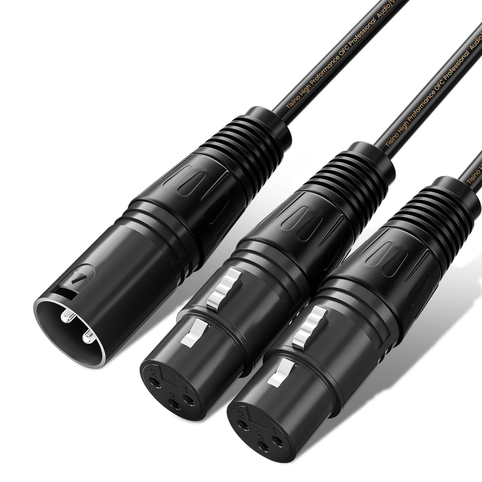 Tisino XLR Cable Divisor en Y - Doble Hembra a Macho Mic Combiner Y Cord Balanced Microphone Adapter Patch Cable (2 Hembra a 1 Macho) - 0,5 m