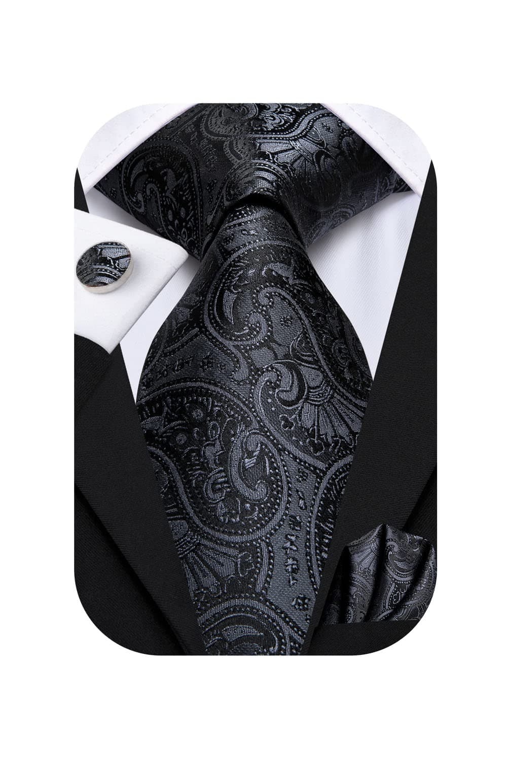 Silk Paisley Ties for Men Necktie Pocket Square Cufflinks Set Foral Tie Sets Formal Business