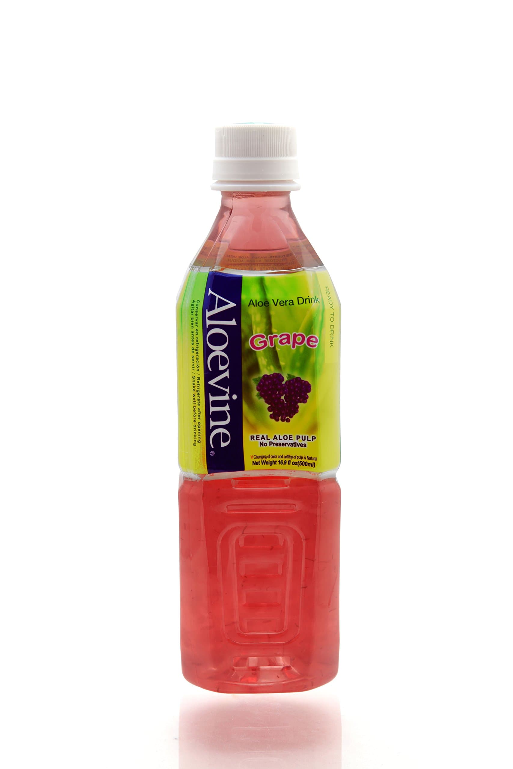 Aloevine Grape Flavored Aloe Drink with Real Aloe Pulp, 16.9-Ounce (Pack of 20)
