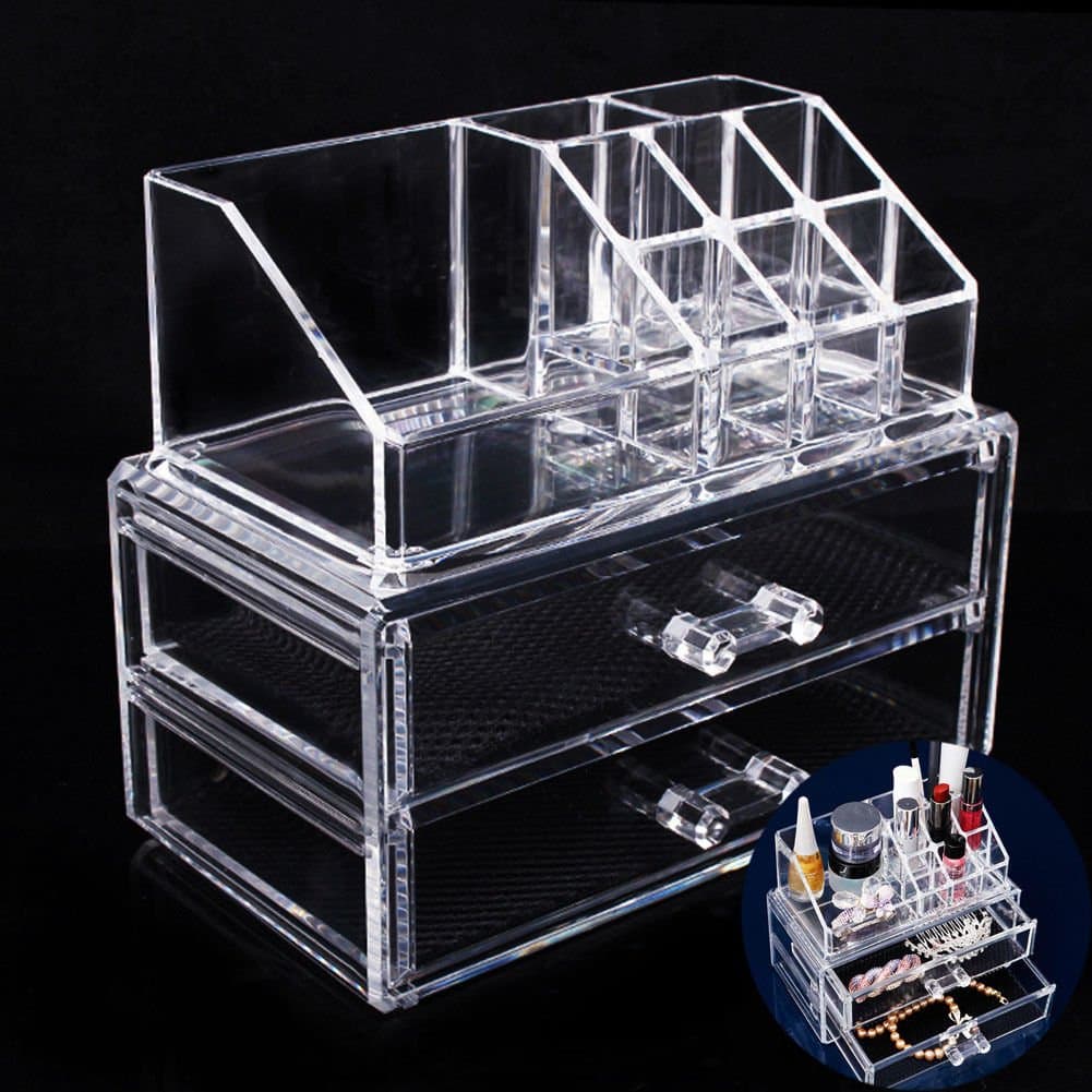 Clear Acrylic Makeup Cosmetic Organizer Drawer Case Storage Insert Holder Box
