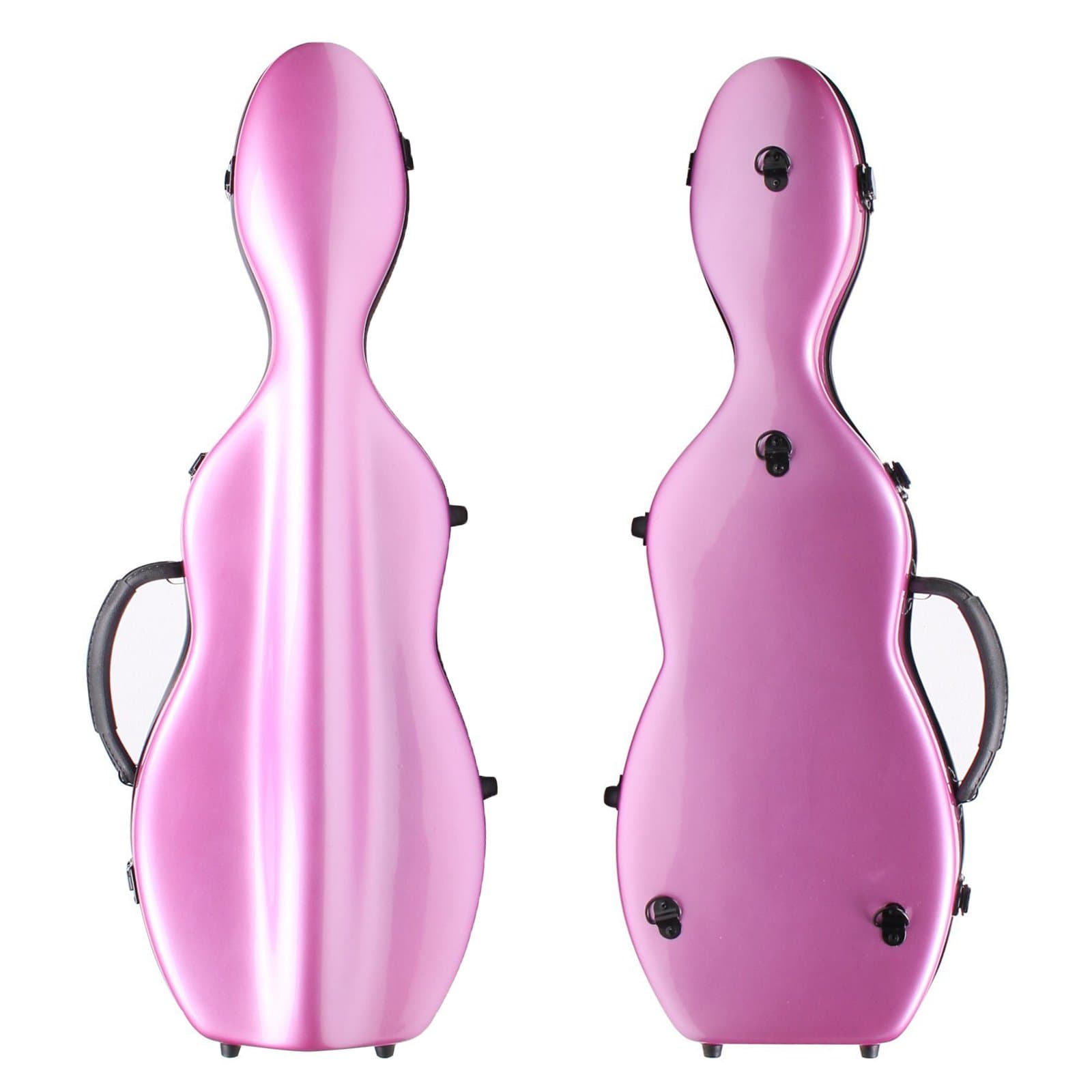 Guumuh 4/4 Full Size Cello Shaped Fiberglass Violin Case Pink