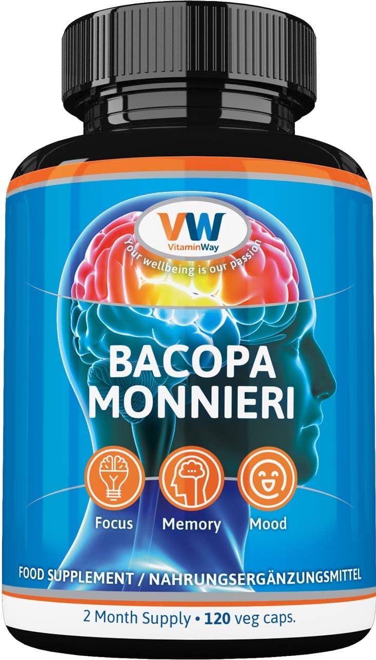 Bacopa Monnieri Brahmi 700mg Extract 50% Bacosides 120 Veg Capsules 2-Mth Supply. Focus Memory Mood. Made in EU by VitaminWay