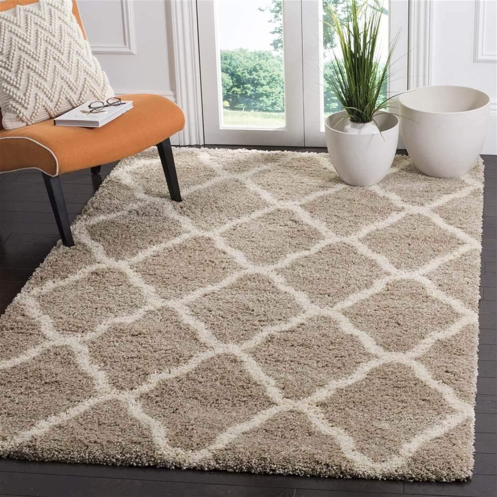 genius decors California Shagy Collection Polyester Runner Rug (Beige, 4X6 ft)