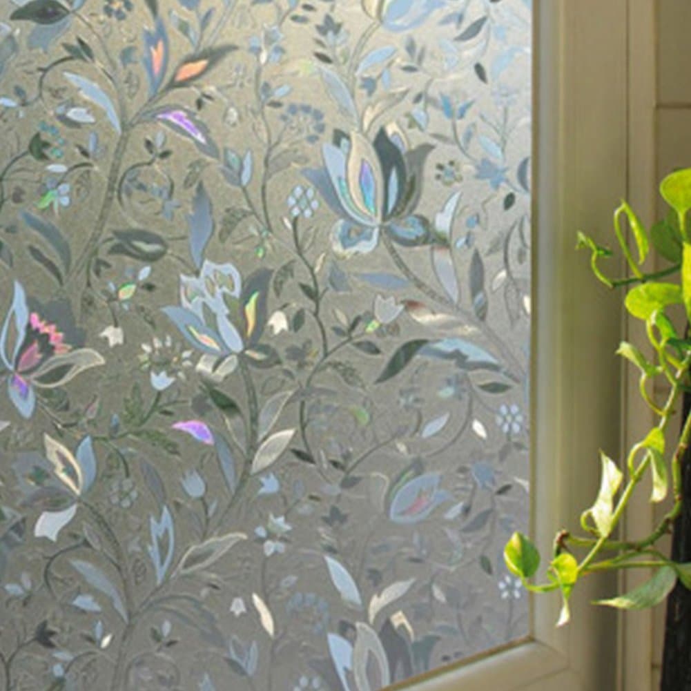 DAEDALUS 100x45cm 3D Flower Pattern Self-adhesive Window Film Sticker Opacity Glass Cover