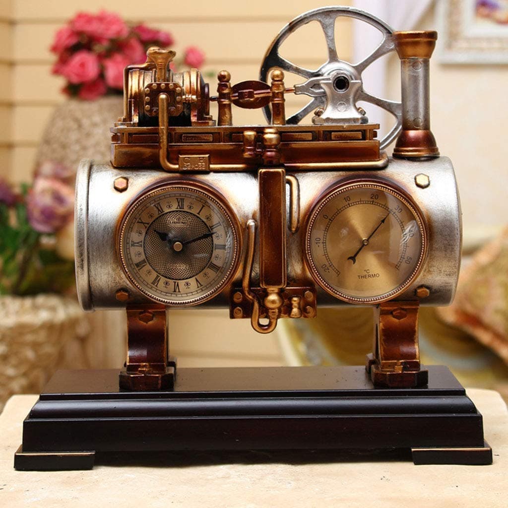 JYKOO Fashion Train Styling Table Clock - Retro, Distinguished Decorations,Desktop Alarm Clock With Thermometer, Machine Core,Give Your Parents, Friends, Children The Most Precious Gift