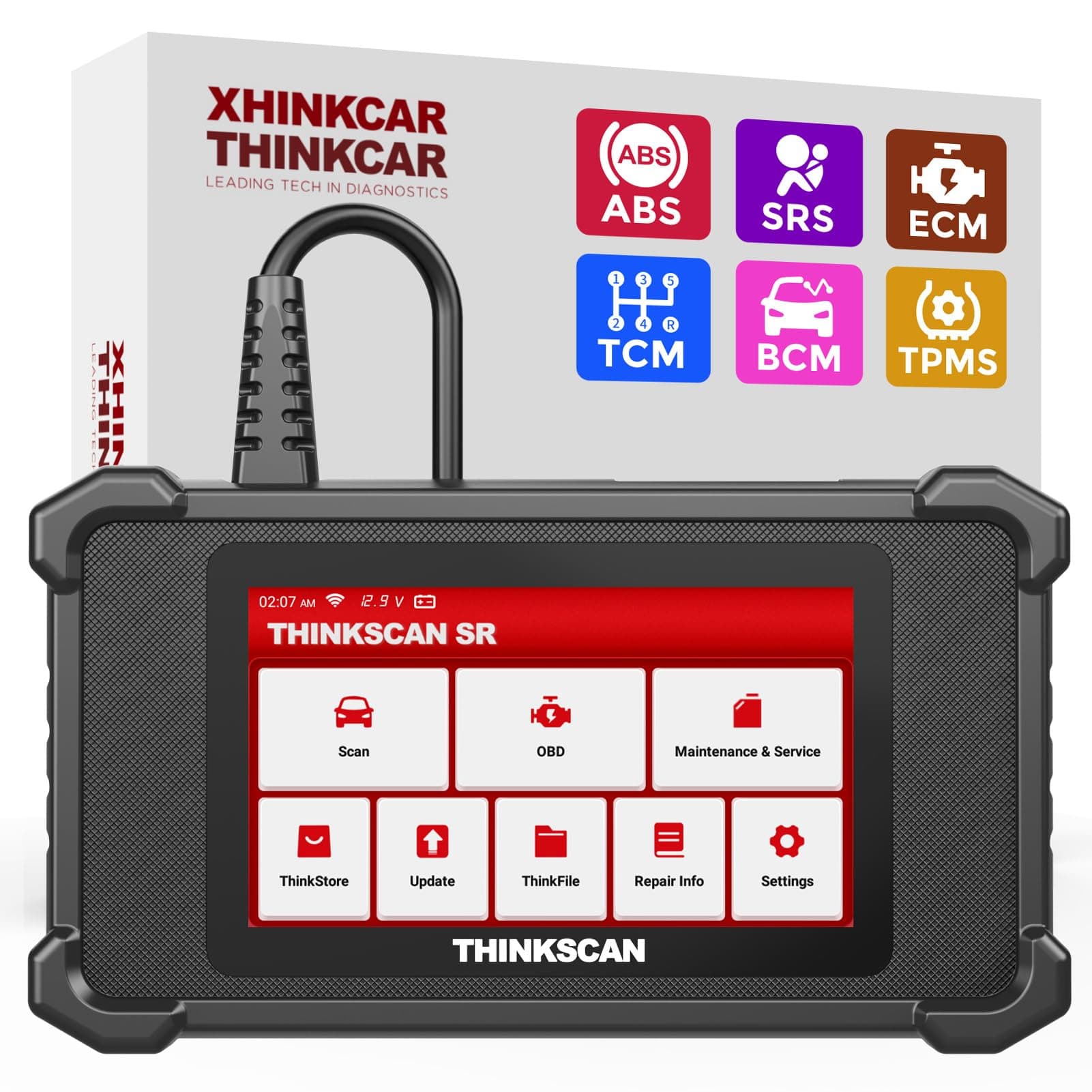 THINKCAR SR6 Car Diagnostic Tool with 6 System Diagnostic (ABS, SRS, ECM, TCM, BCM, TPMS),5 Reset Service Functions (Oil, EPB, SAS, ETS, TPMS),OBD2 Code Reader Scanner for OBD II Protocol Cars