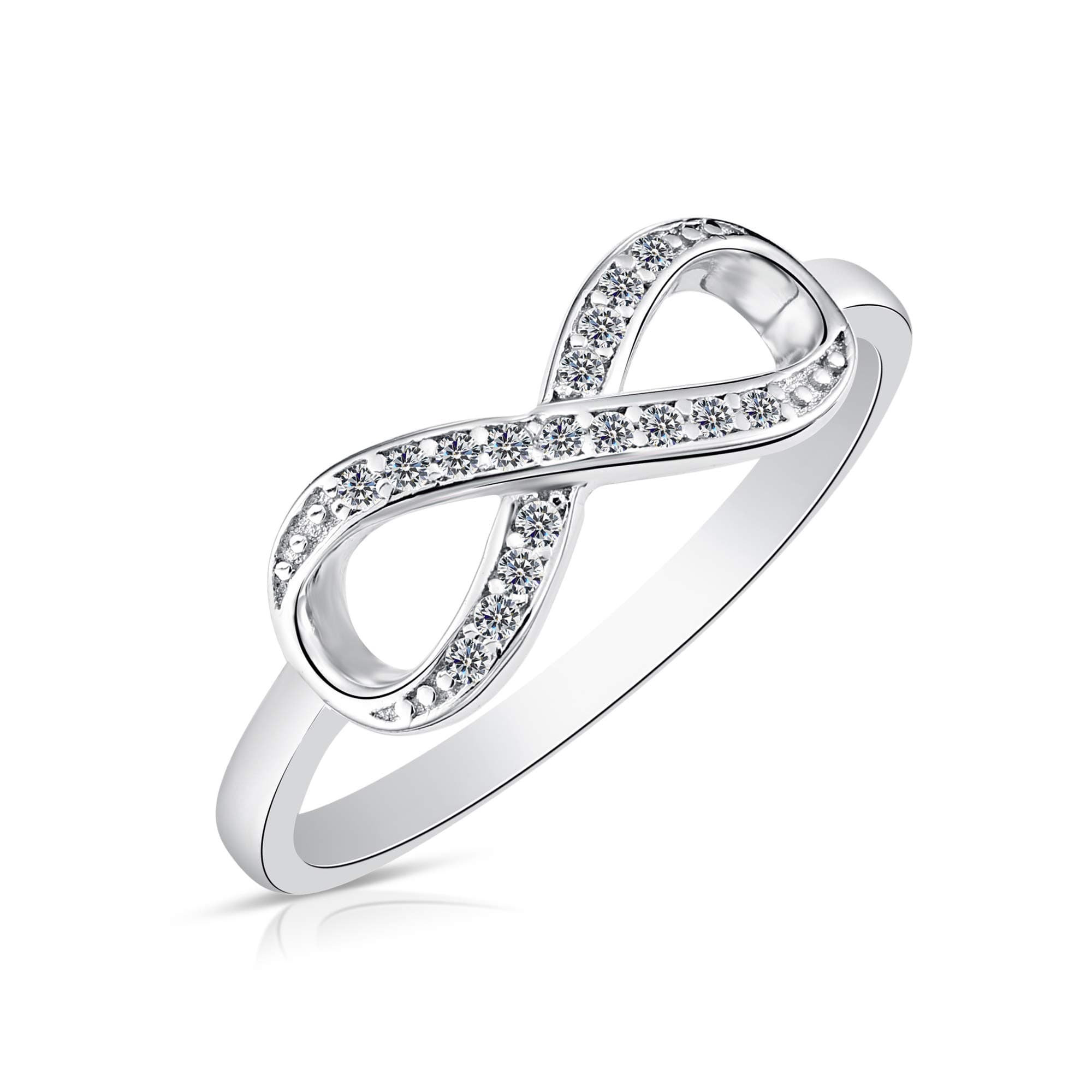 TILO JEWELRY 925 Sterling Silver Forever Infinity Ring with CZ