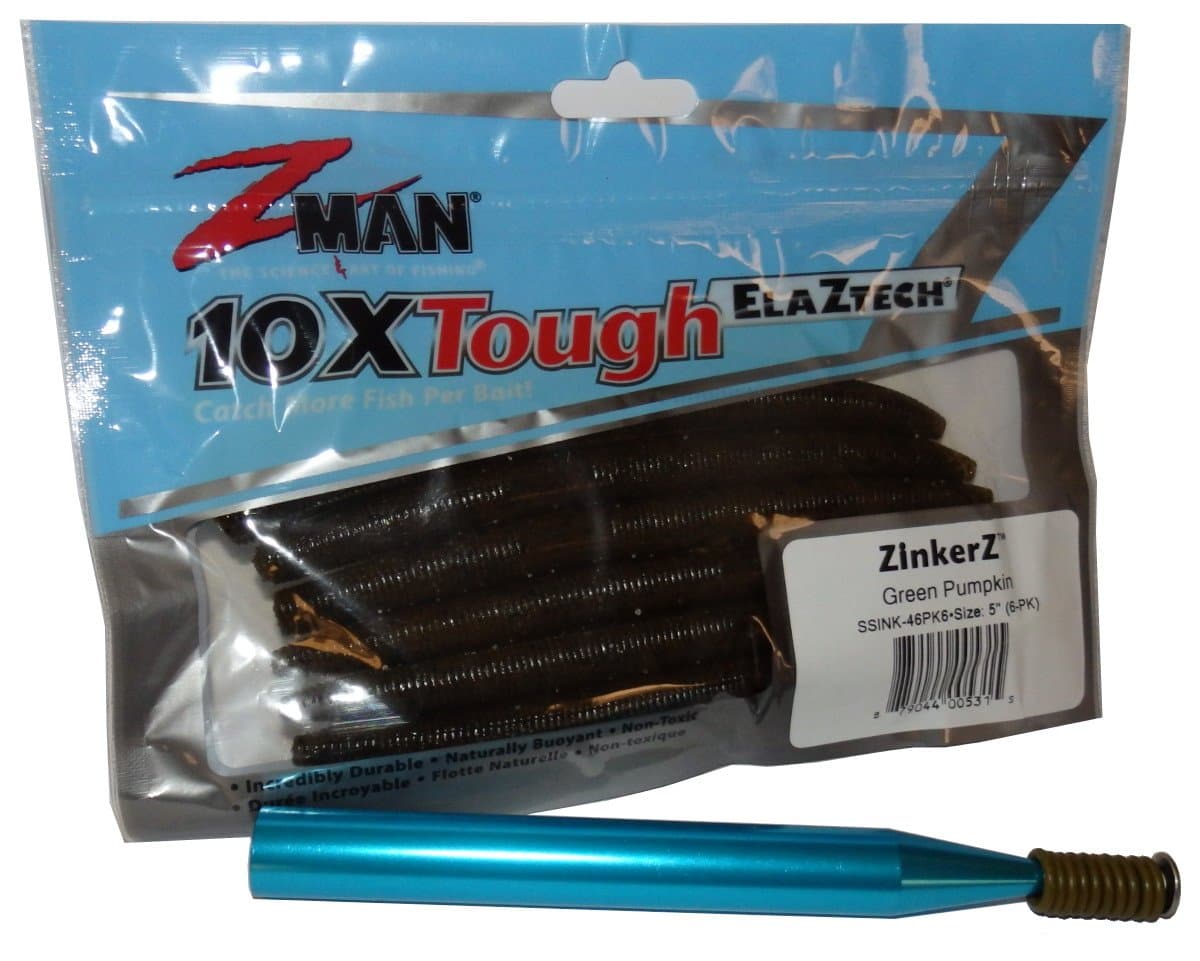 Wacky RingsWacky Rig O-Ring Tool & Z-Man Zinkerz [Green Pumpkin] (Wacky Tool w/ 10 ORings & 6pk Z-Man ZinkerZ)