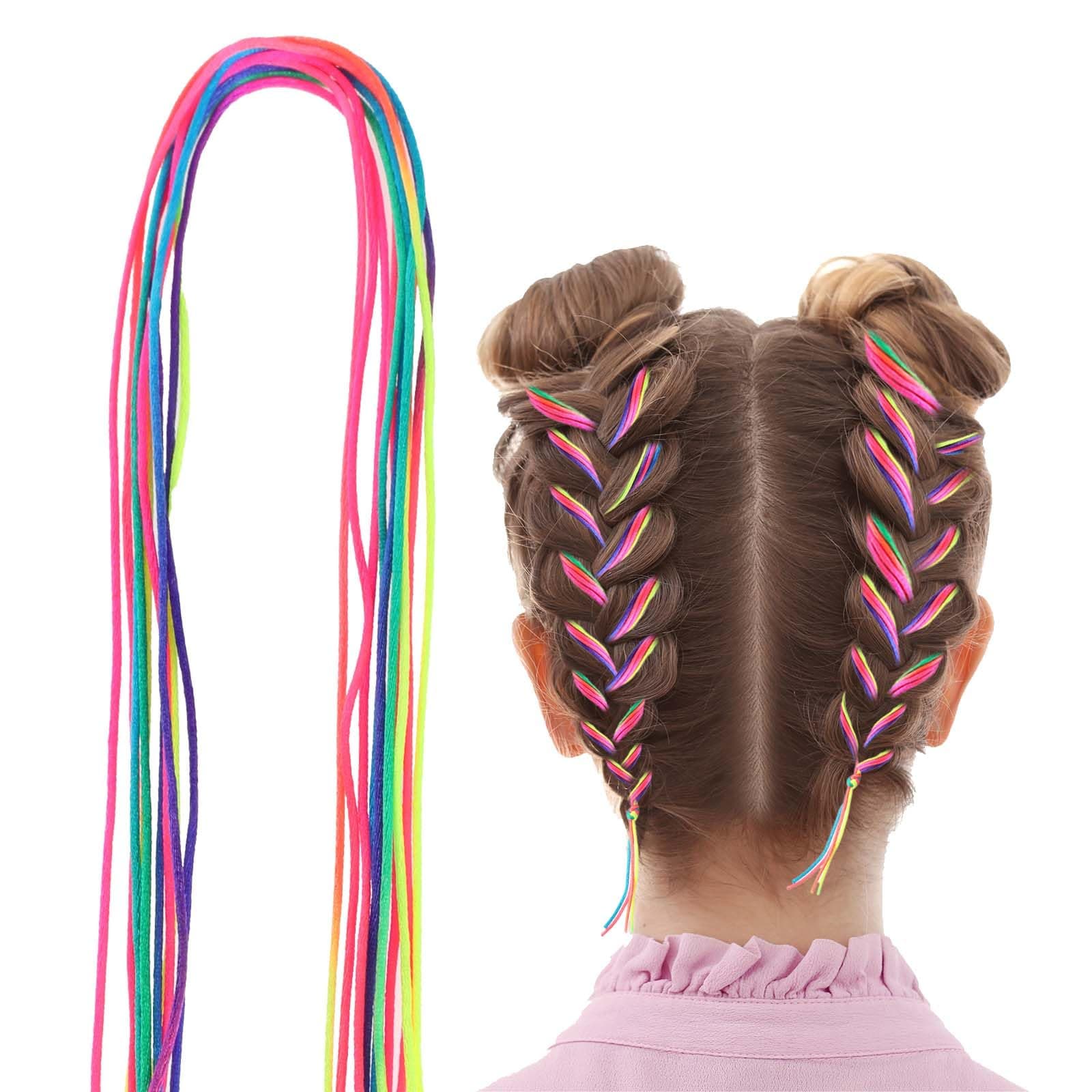 30 Pcs Hair Braids Colorful Hair Wrap String Assorted Gradient Color Hair Rope Band Rainbow Braiding Hair Tie DIY Ponytail Braids Halloween Hair Styling Accessories for Women Girls