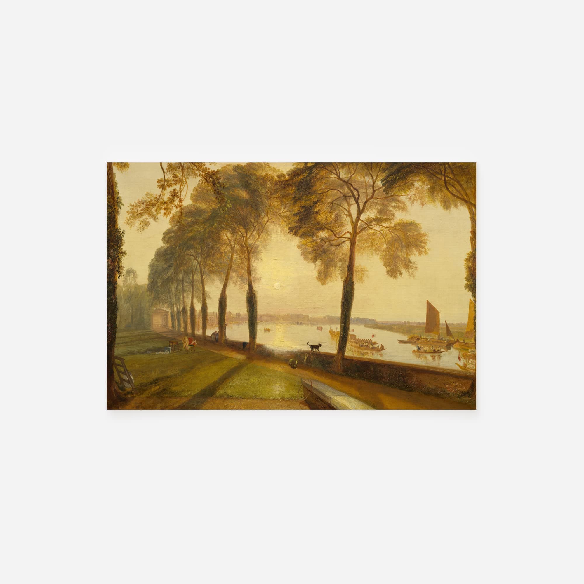 Textured Paper - J. M. W. William Turner - Mortlake Terrace (1827) - Art Print, Poster, Painting, Photo, Wall Decor - Riverside, London, Cityscape, Oil Painting, Thames - Size: 18 x 12 Inches