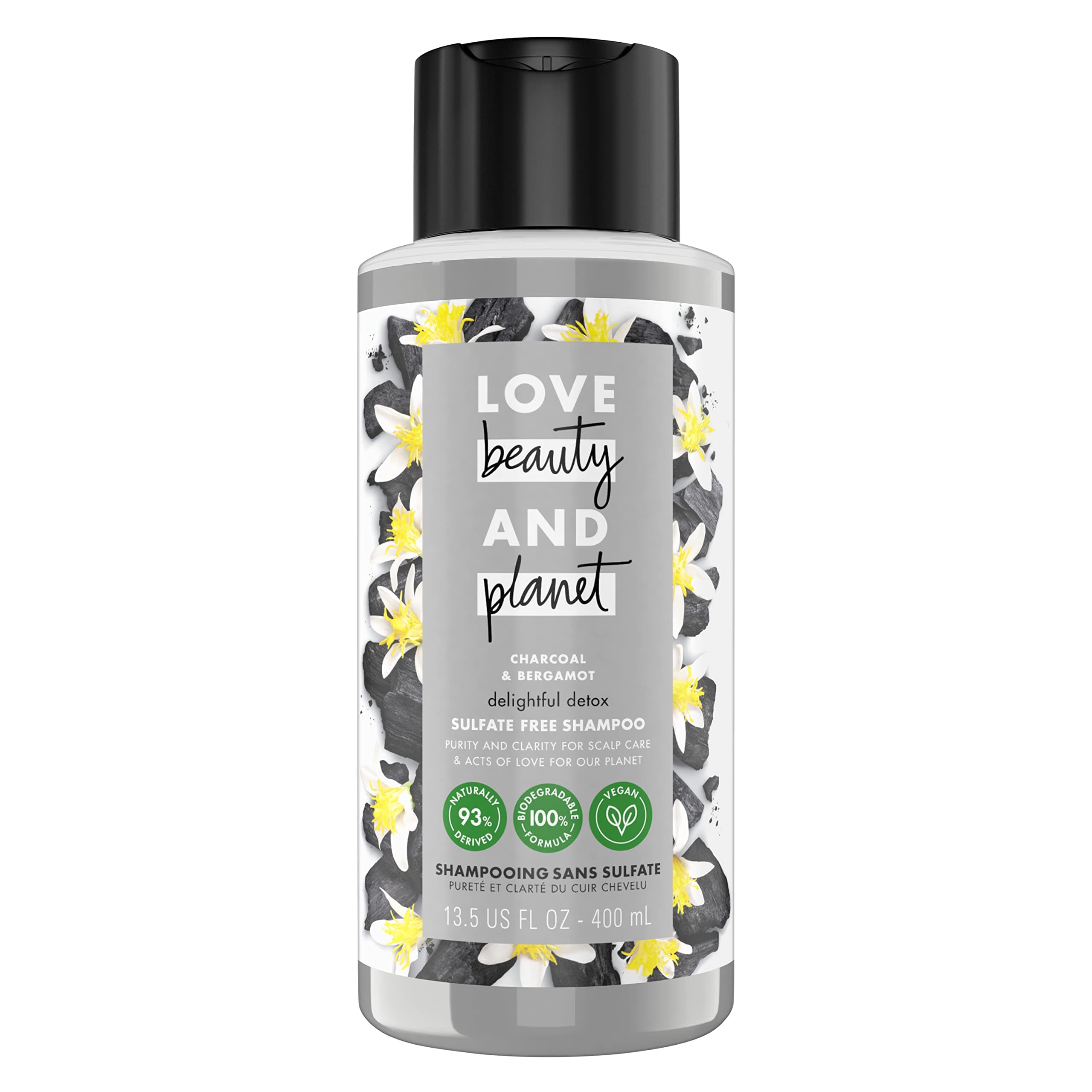 Clarifying Shampoo Delightful Detox Charcoal & Bergamot Vegan, Paraben & Sulfate & Silicone & Cruelty Free, Coconut, 13.5 Fl Oz
