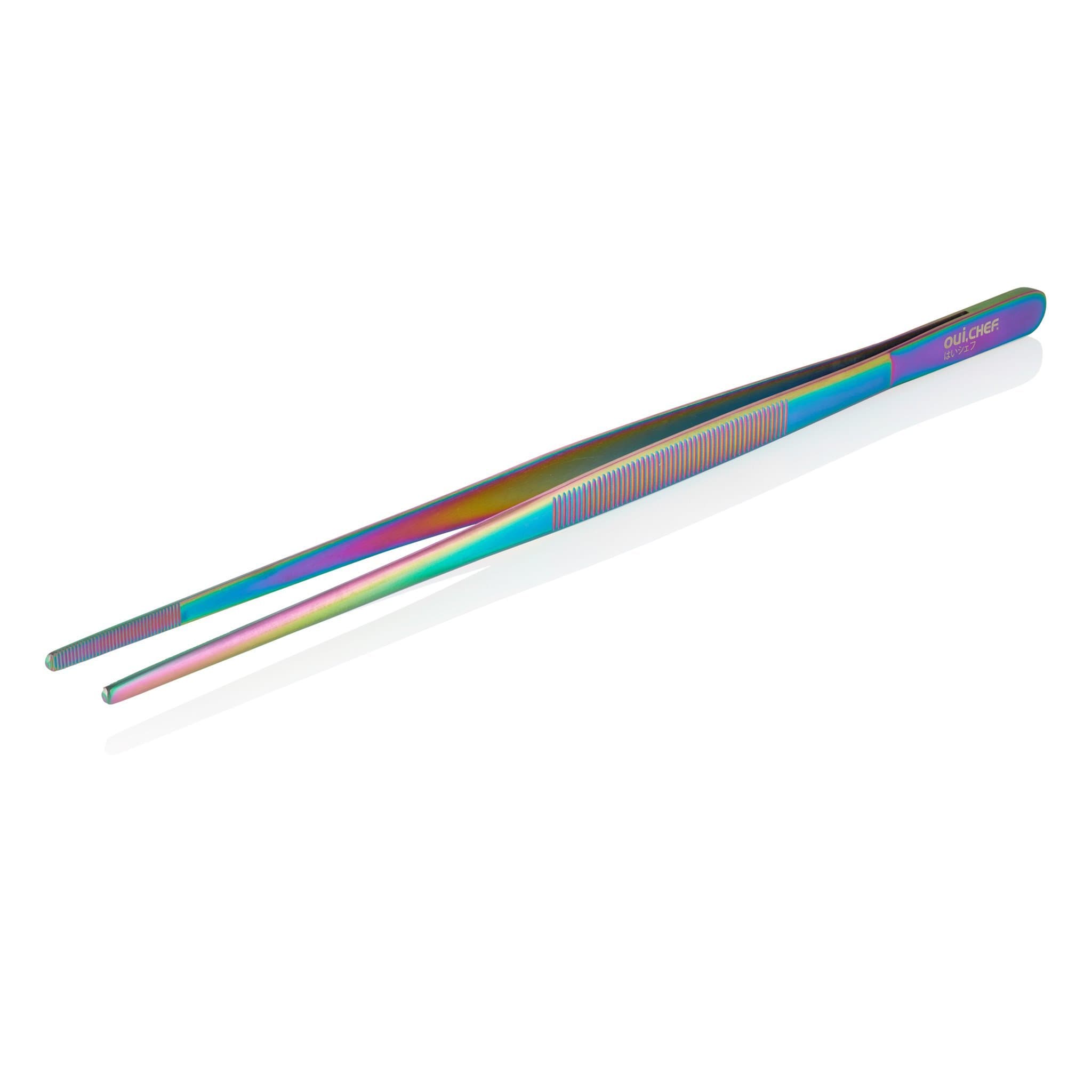 OUI CHEF 30cm/11.81" High Precision Top Quality Straight Chef's Tweezers (Oil Slick)
