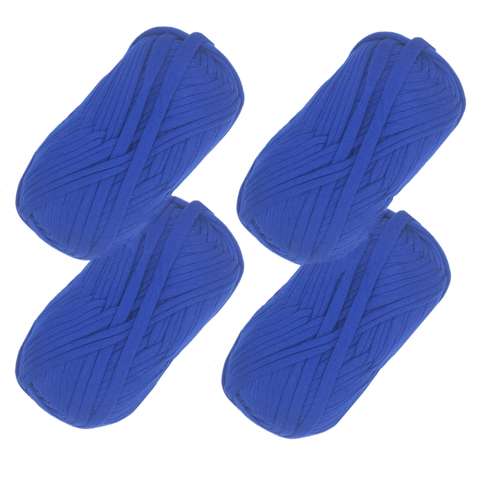 Sean's Choice4 Pack T-Shirt Yarn Fettuccini Zpagetti Ball, 120 Meter Fabric Cloth Knitting Yarn for Hand DIY Bag Blanket Cushion Crocheting Projects (Sapphire)