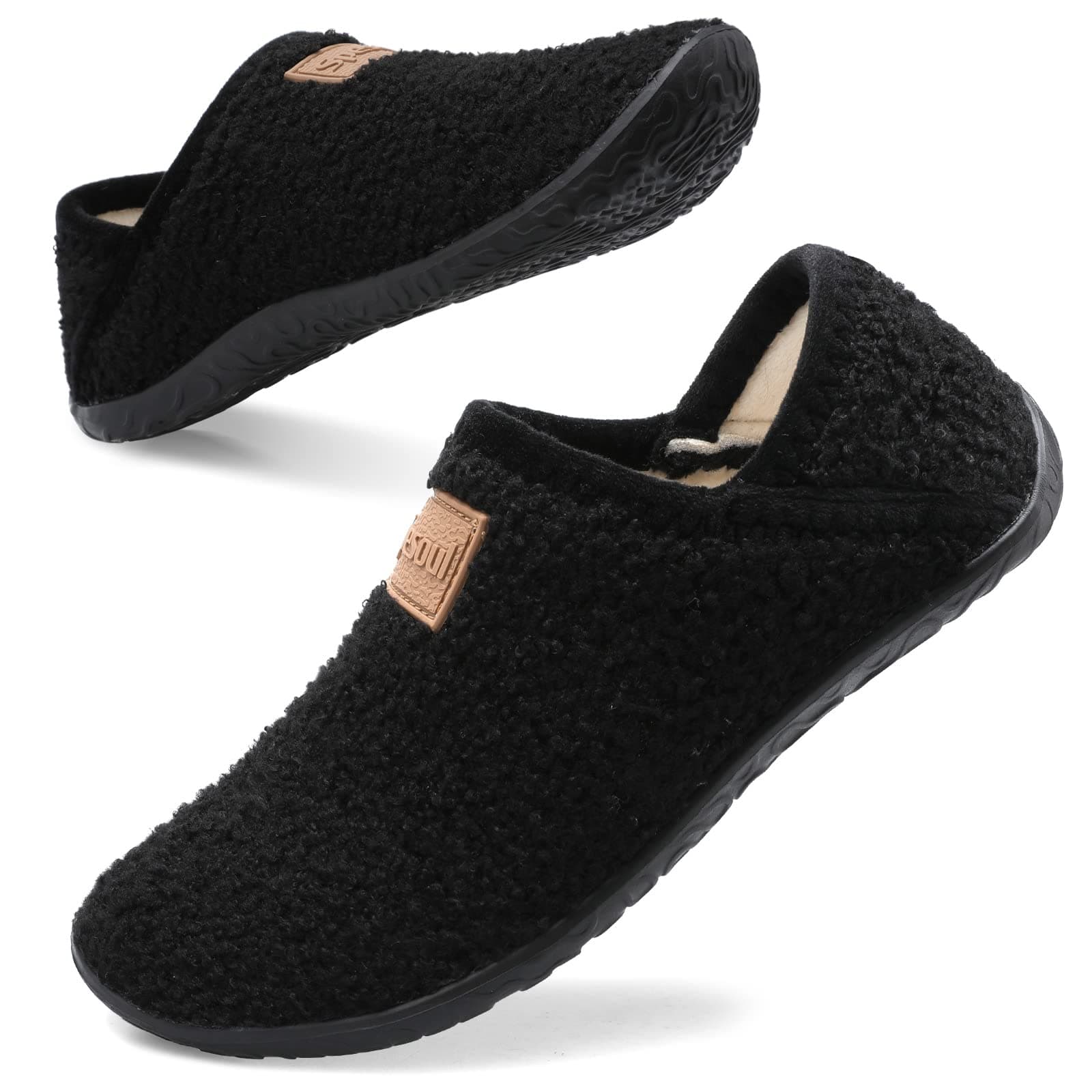 Spesoul Fuzzy House Slippers for Women Men Indoor Closed Back Lightweight Cozy Faux Furry Lining Barefoot House Shoes Slipper Socks for Bedroom Home Office Yoga Outdoor Walking Shoes