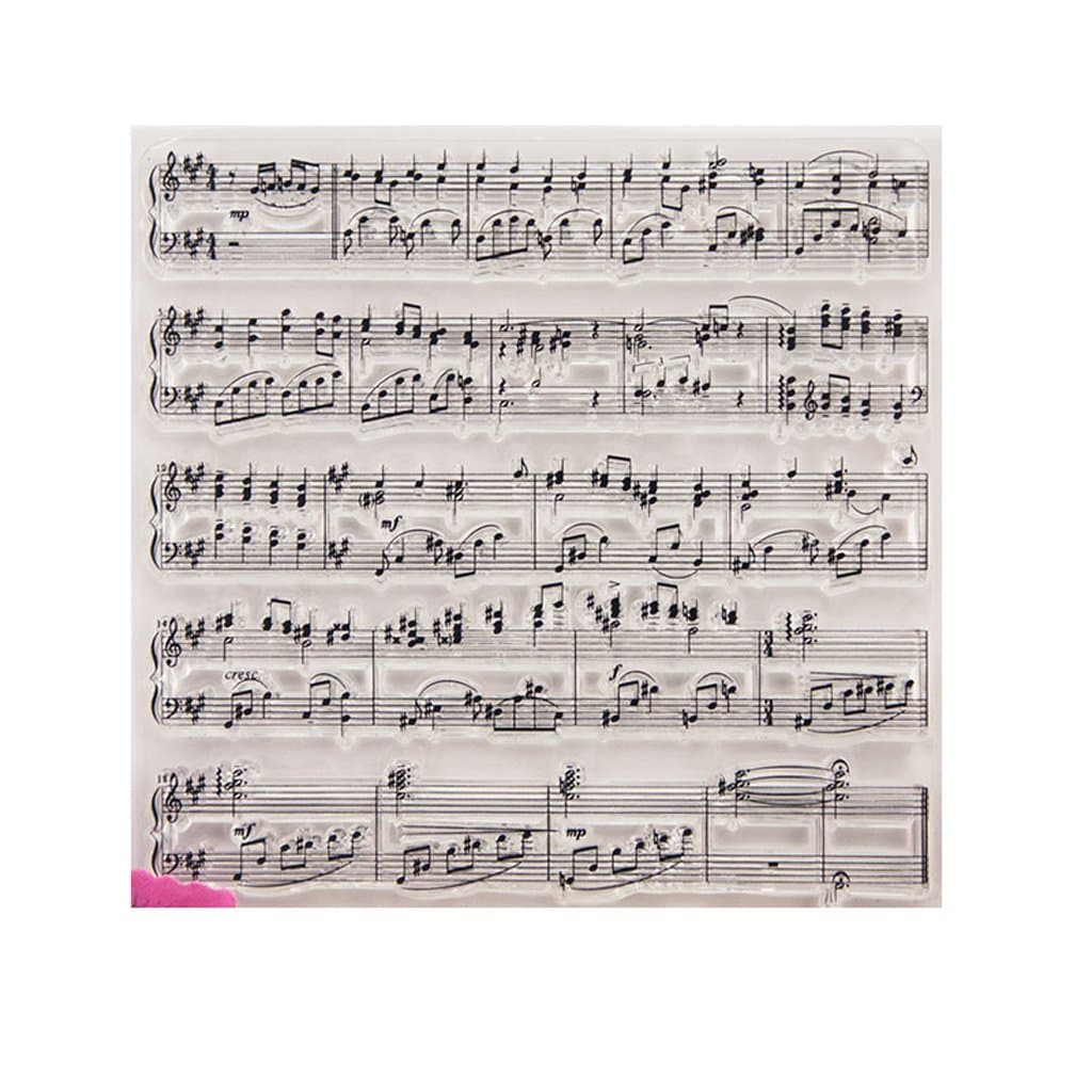 UJuly Clear Silicone Rubber Seal Stamp for DIY Album Scrapbooking Photo Card Decor - Music Score
