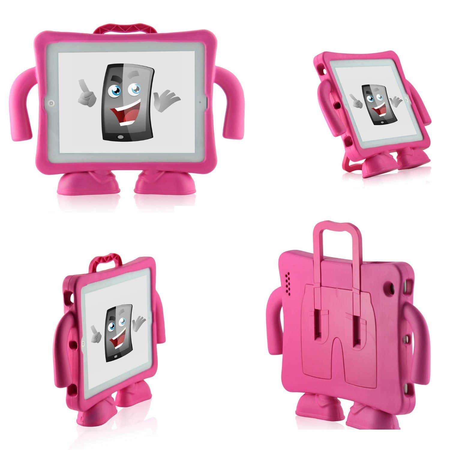 Easygoby Handle Kids and Child Freestanding Case for iPad 4, iPad 3, iPad 2 Pink
