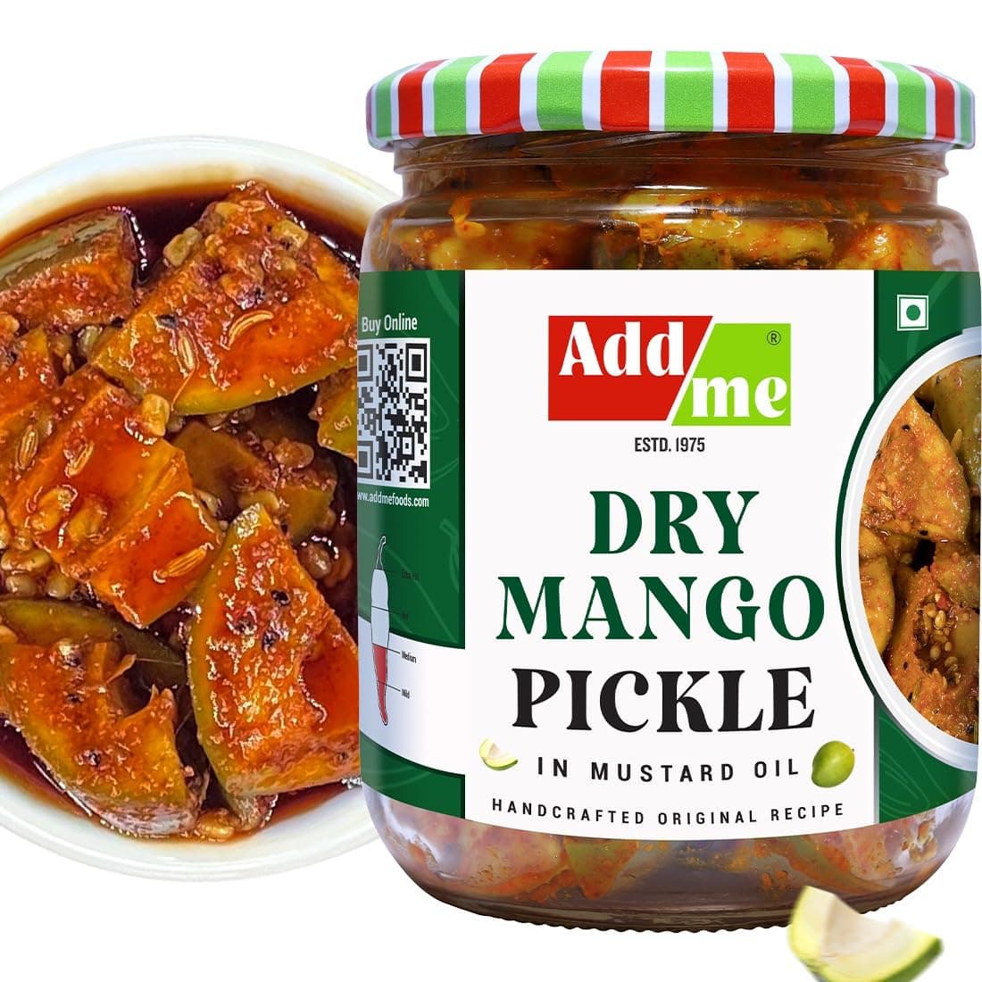 Add Me Homemade Dry Mango Pickle Less Oil 500gm Aam ka Sukha Achar 500 gm Glass Pack