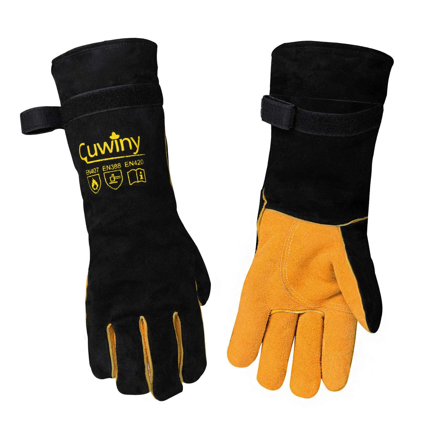 Welding Gloves, 1112°F Heat/Fire Resistant/Leather Forge Gloves, with Kevlar Stitching String, 16 inches Extra Long Sleeve and Fireproof Hook and Loop Tape,fit for Mig/Tig