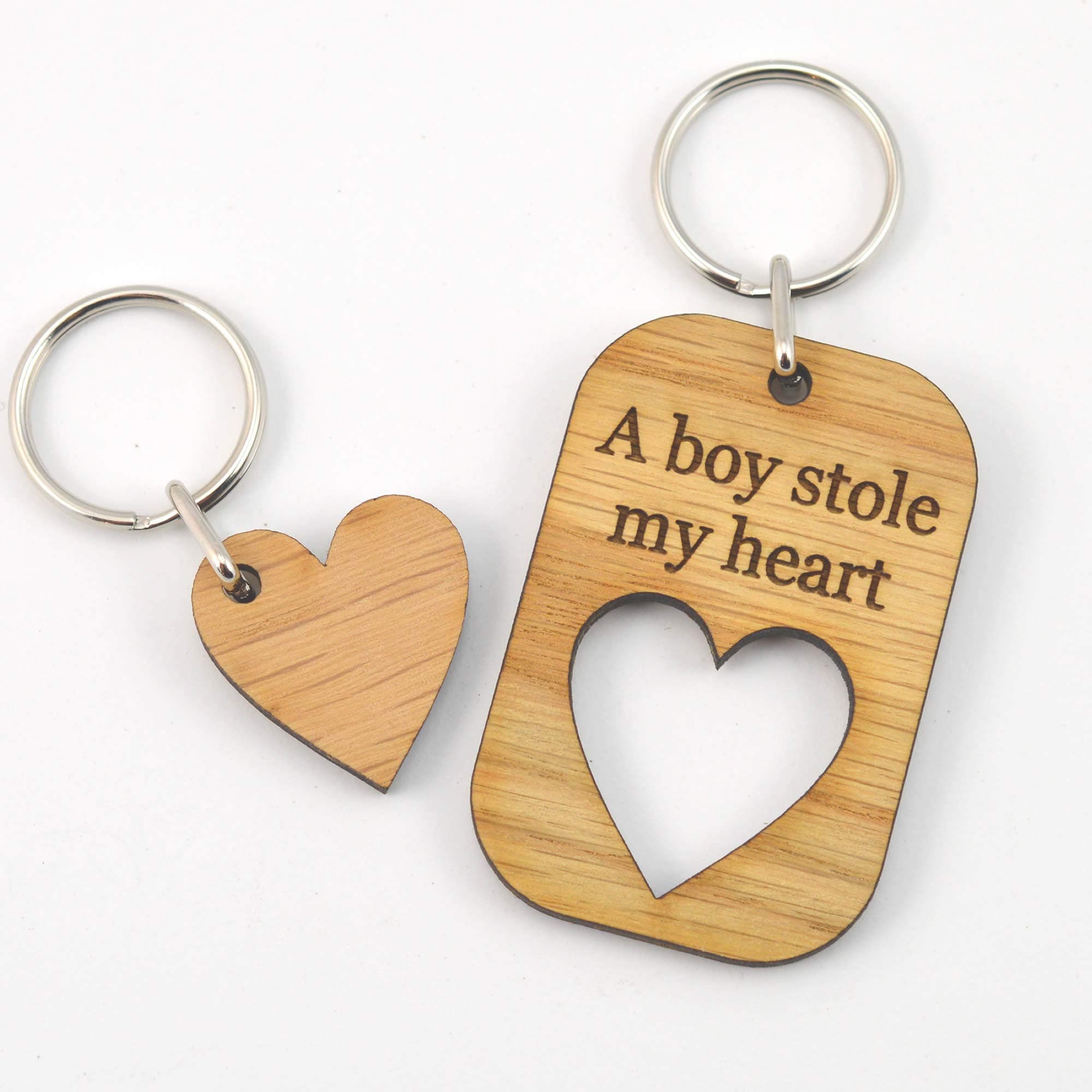 Gift For Boyfriend - A Boy Stole My Heart Keyring Set, Valentines Day Gift For Him, I Love You Present, Join Together 2 Piece Heart