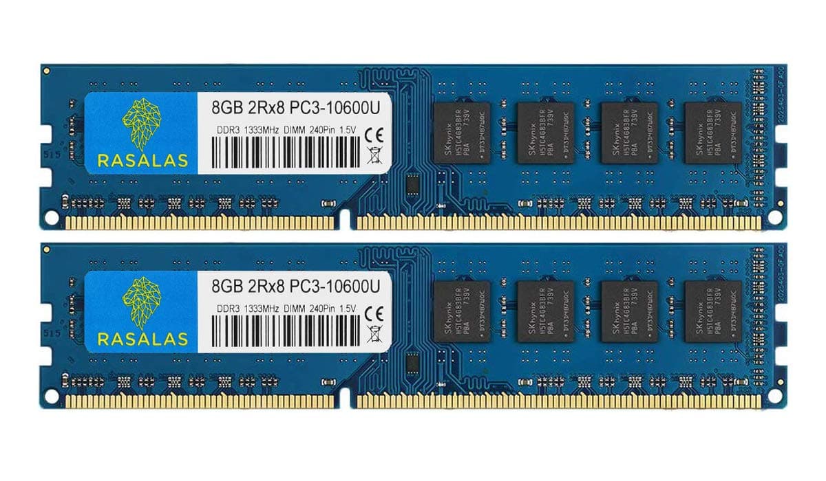 Rasalas PC3-10600 16GB Kit (2x8GB) DDR3 1333MHz 2Rx8 240 Pin 1.5V CL9 Desktop Memory Ram Module
