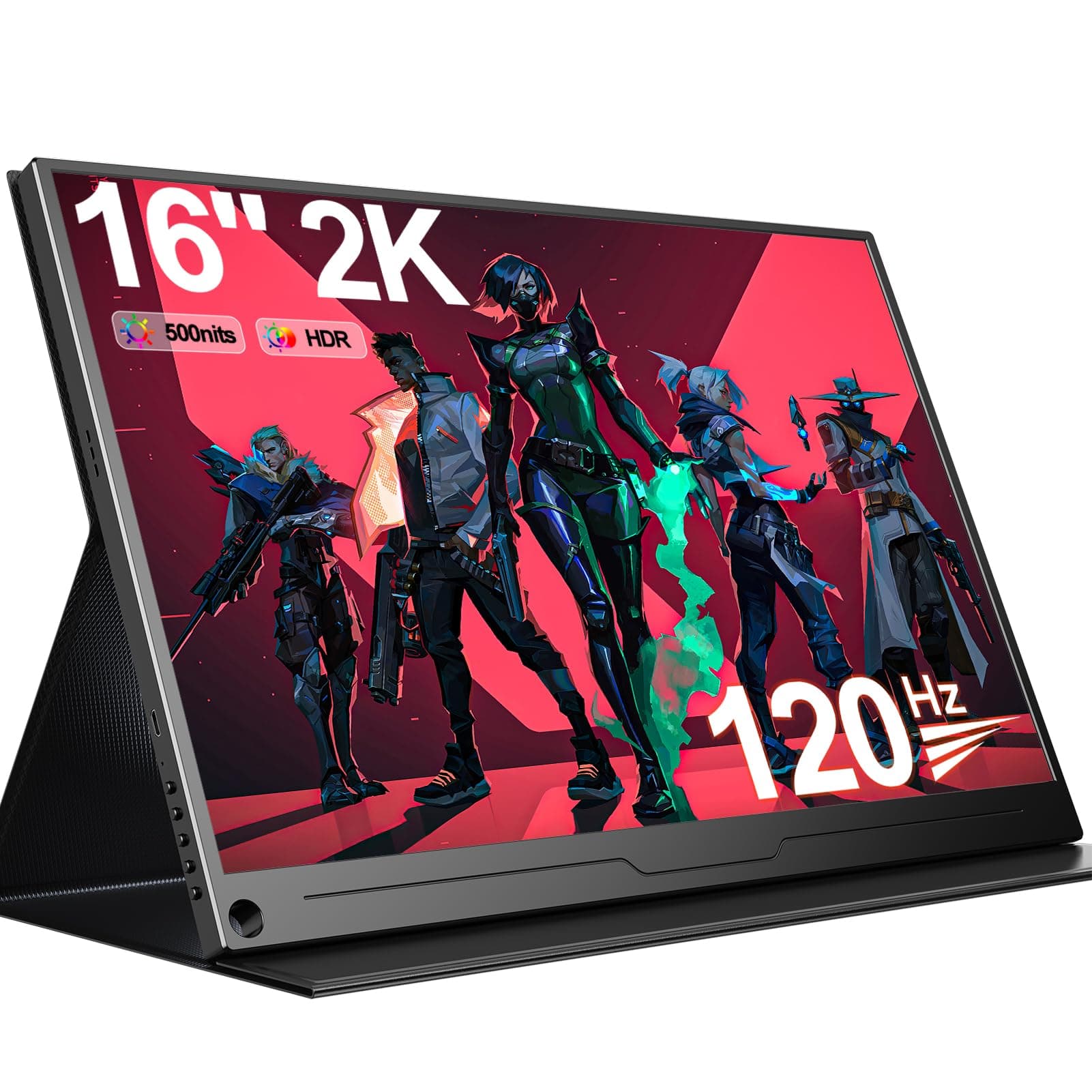 UPERFECT 120Hz Portable Monitor 16 Inch 2K Gaming Monitor Support Freesync/2560 x 1600/HDR, Laptop Monitor with VESA IPS 16:10 Contrast Standard HDMI/Type-C, for PC/Laptop/PS3 4/Phone