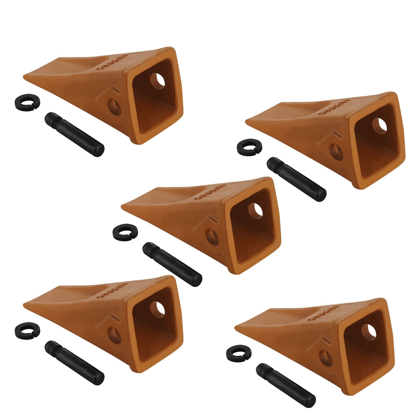 OrangeA Set of 5-1U3352 Cat Bucket Teeth Digging Long Bucket Teeth with Pins and Retainers Chisel Bucket Digging Teeth for Skid Steer