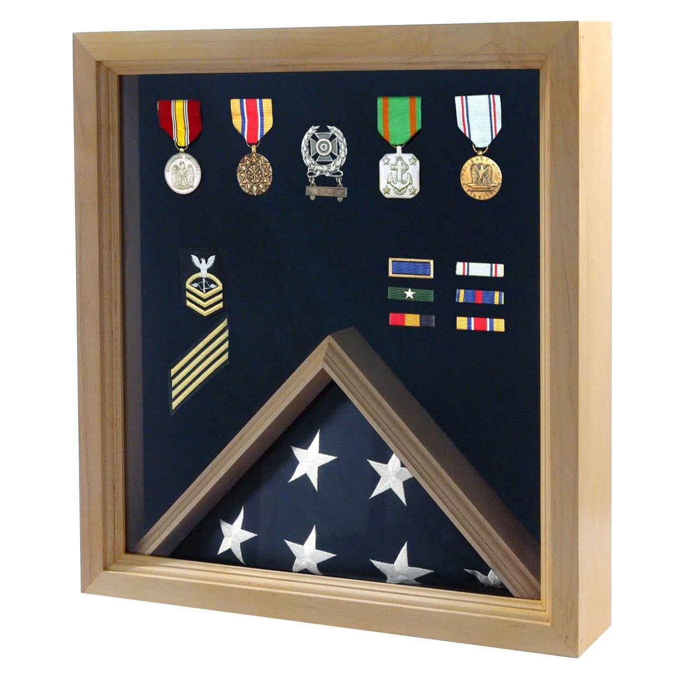 Online Stores Inc Flag and Medal Display Case - Military Shadow Box