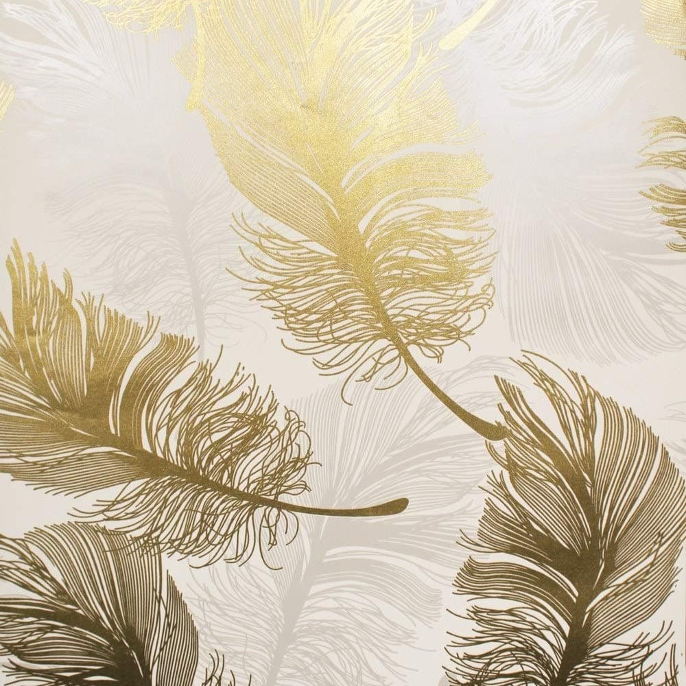 Crown Wallpaper Plume Metallic Foil Gold leaf Wallpaper m1392