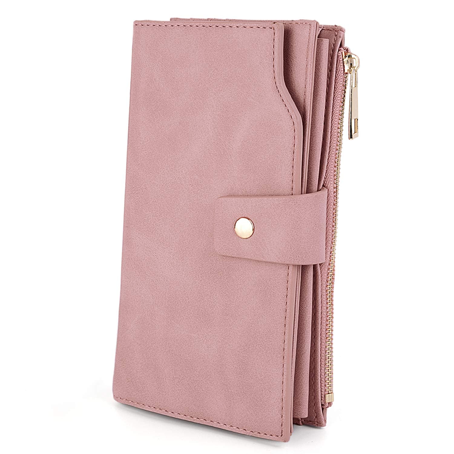 Wallet Women Vegan Leather Wristlet Snap Long Purse Credit Card Holder Elegant Clutch